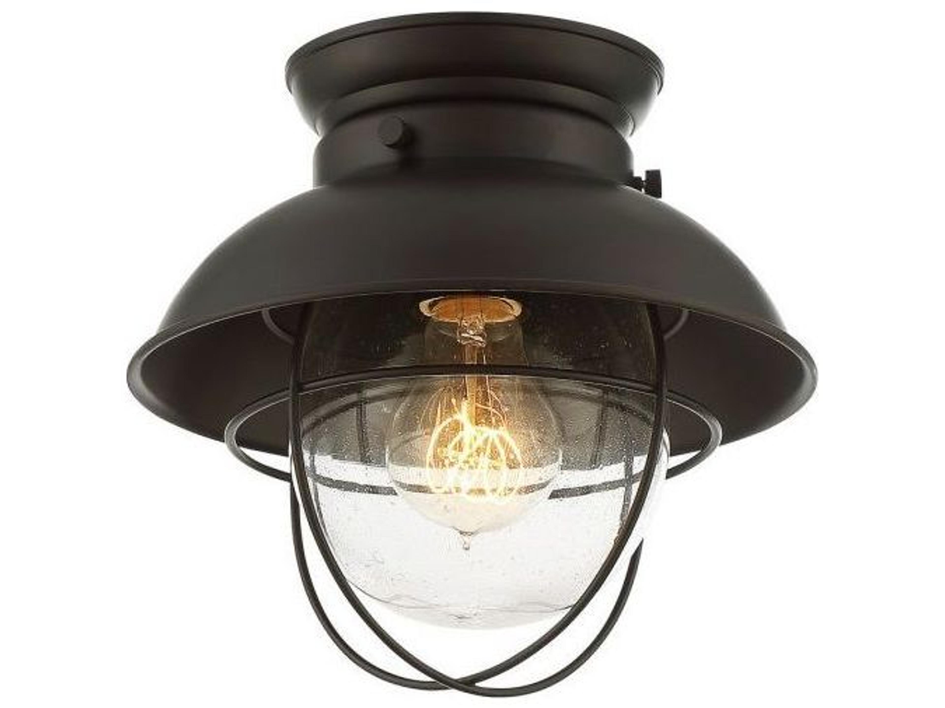 Savoy House Meridian 1-Light Oil Rubbed Bronze Glass Globe Geometric Flush Mount