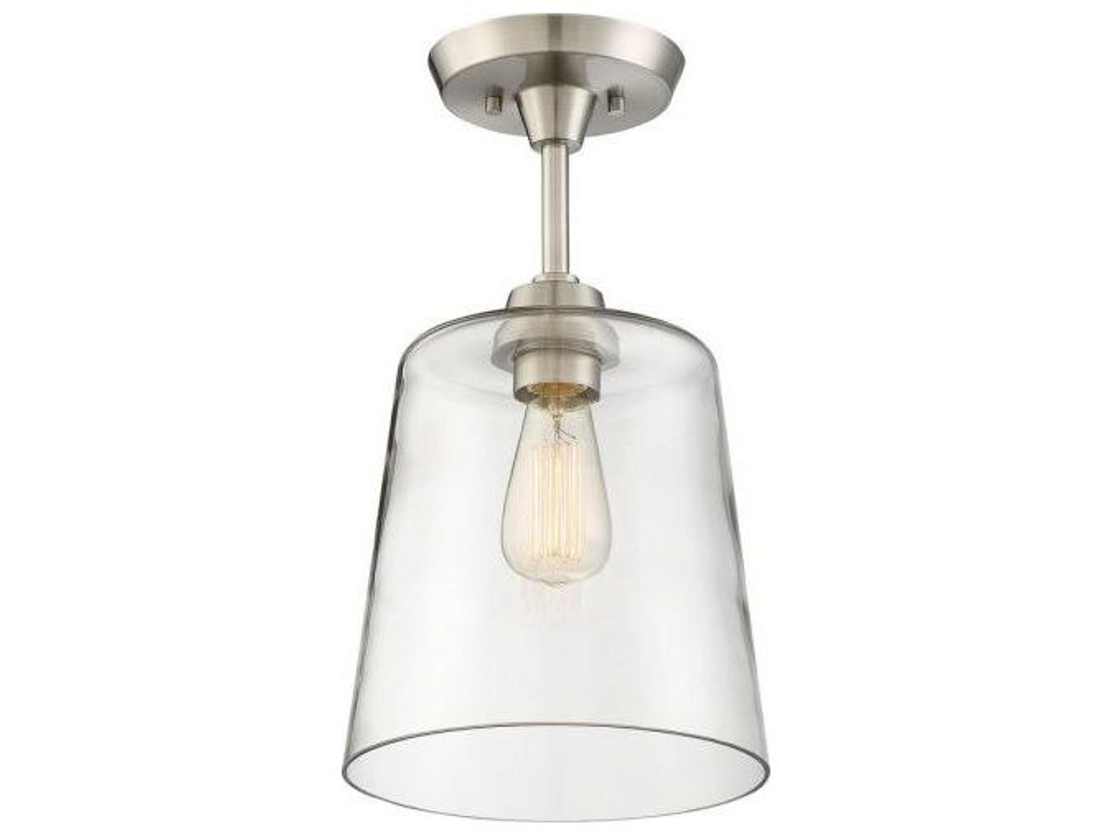 Savoy House Meridian 1-Light Brushed Nickel Glass Empire Semi Flush Mount