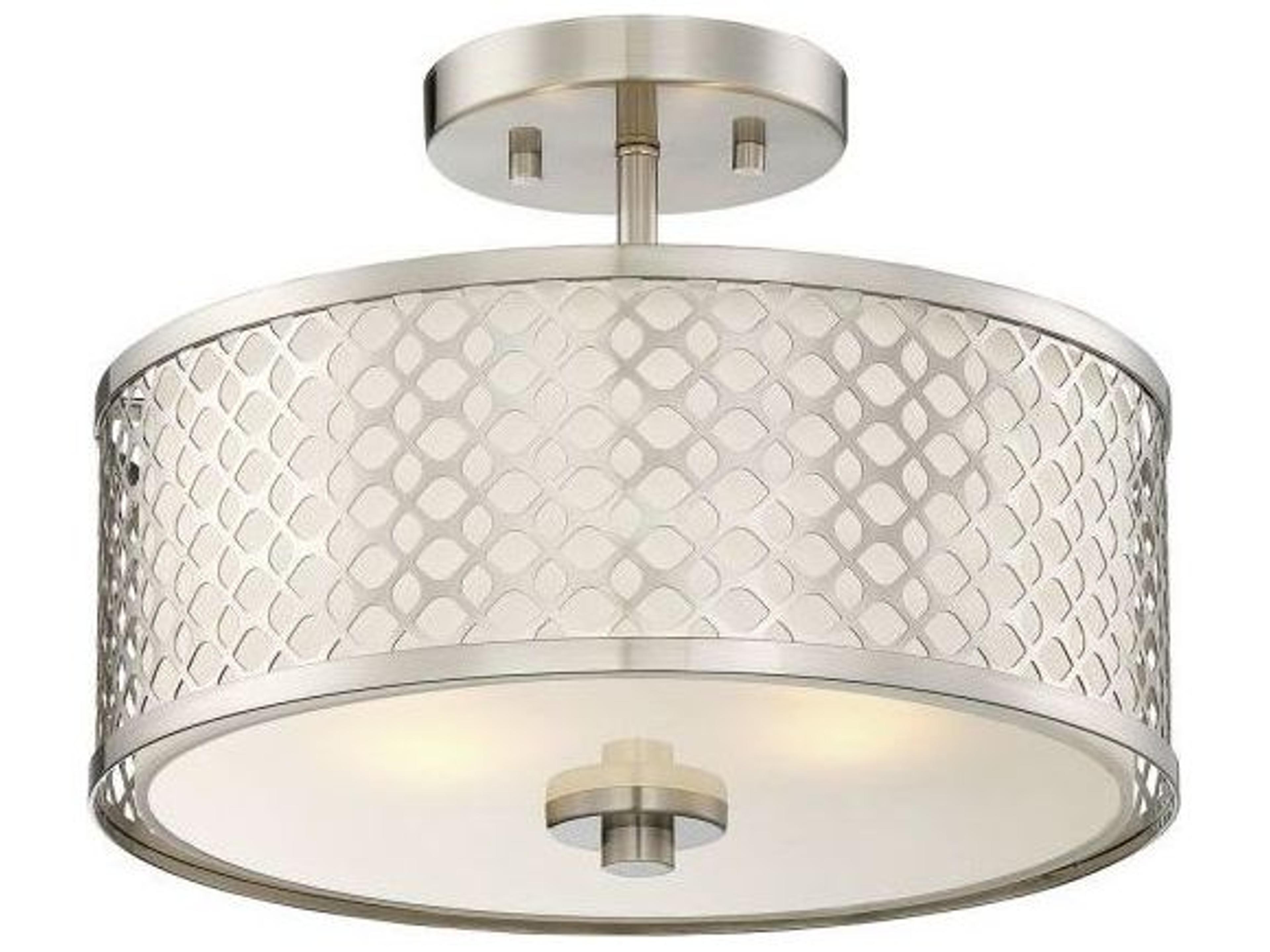 Savoy House Meridian 2-Light Brushed Nickel Drum Semi Flush Mount