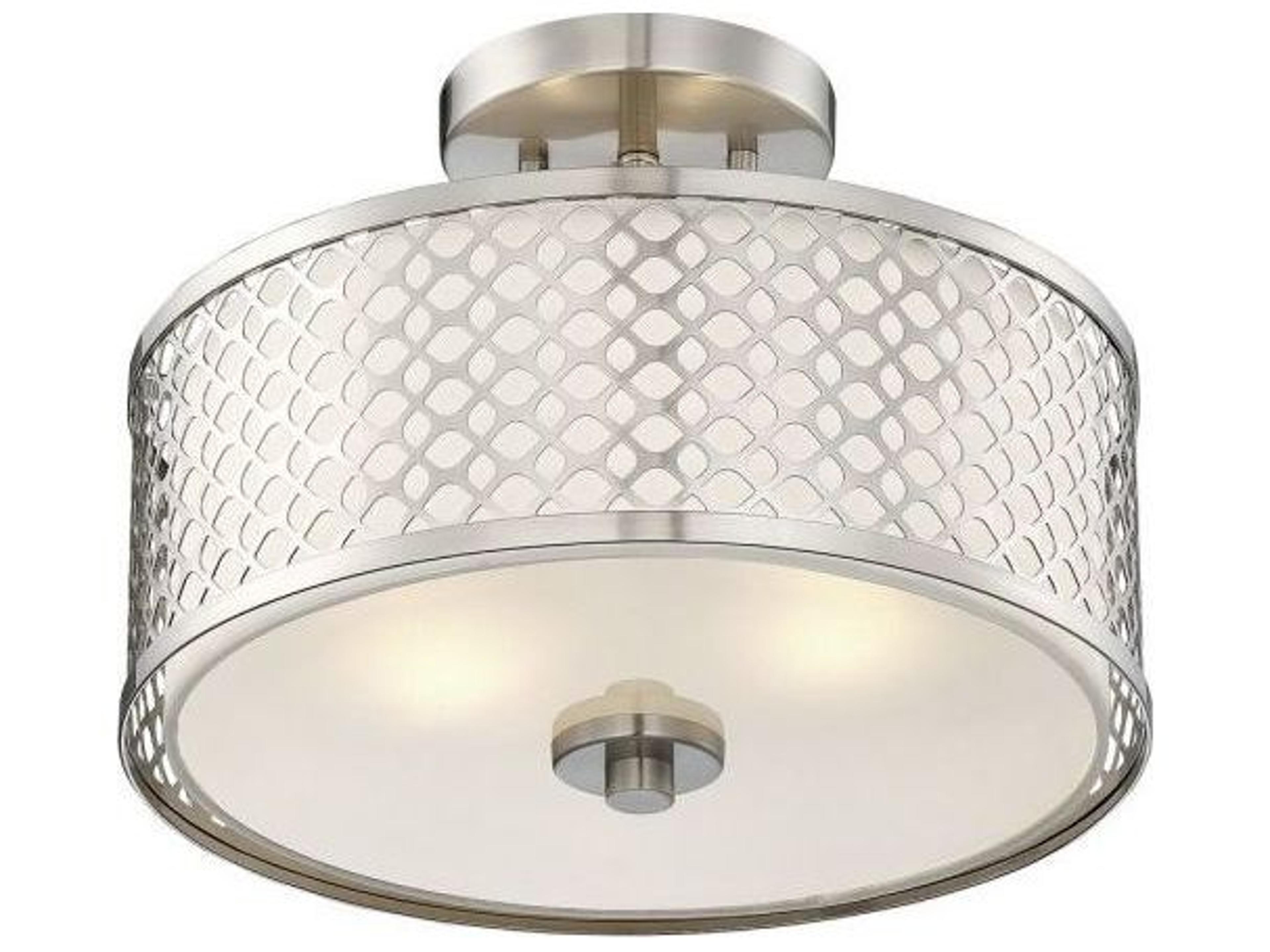 Savoy House Meridian 2-Light Brushed Nickel Drum Semi Flush Mount