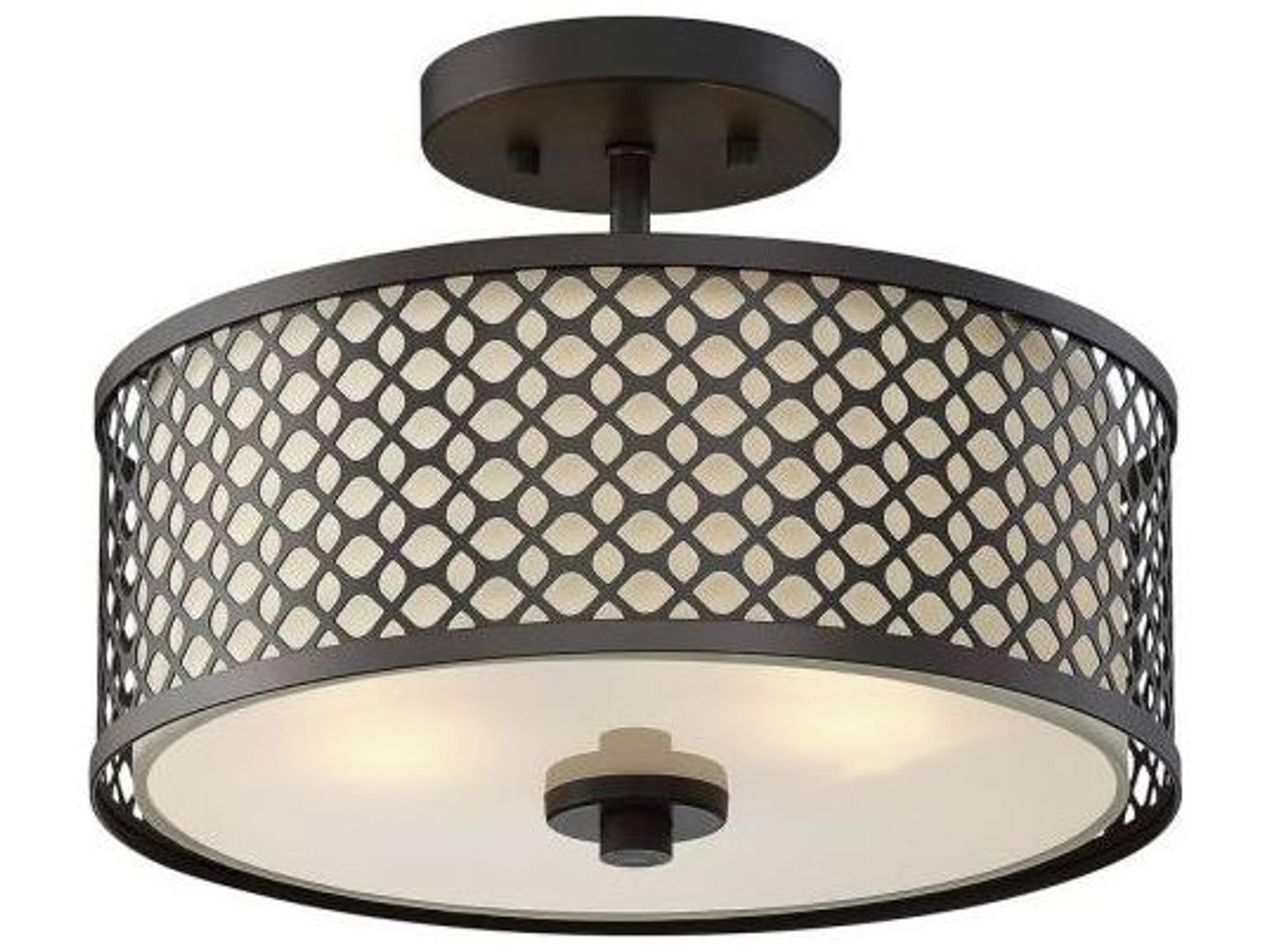 Savoy House Meridian 2-Light Oil Rubbed Bronze Drum Geometric Semi Flush Mount