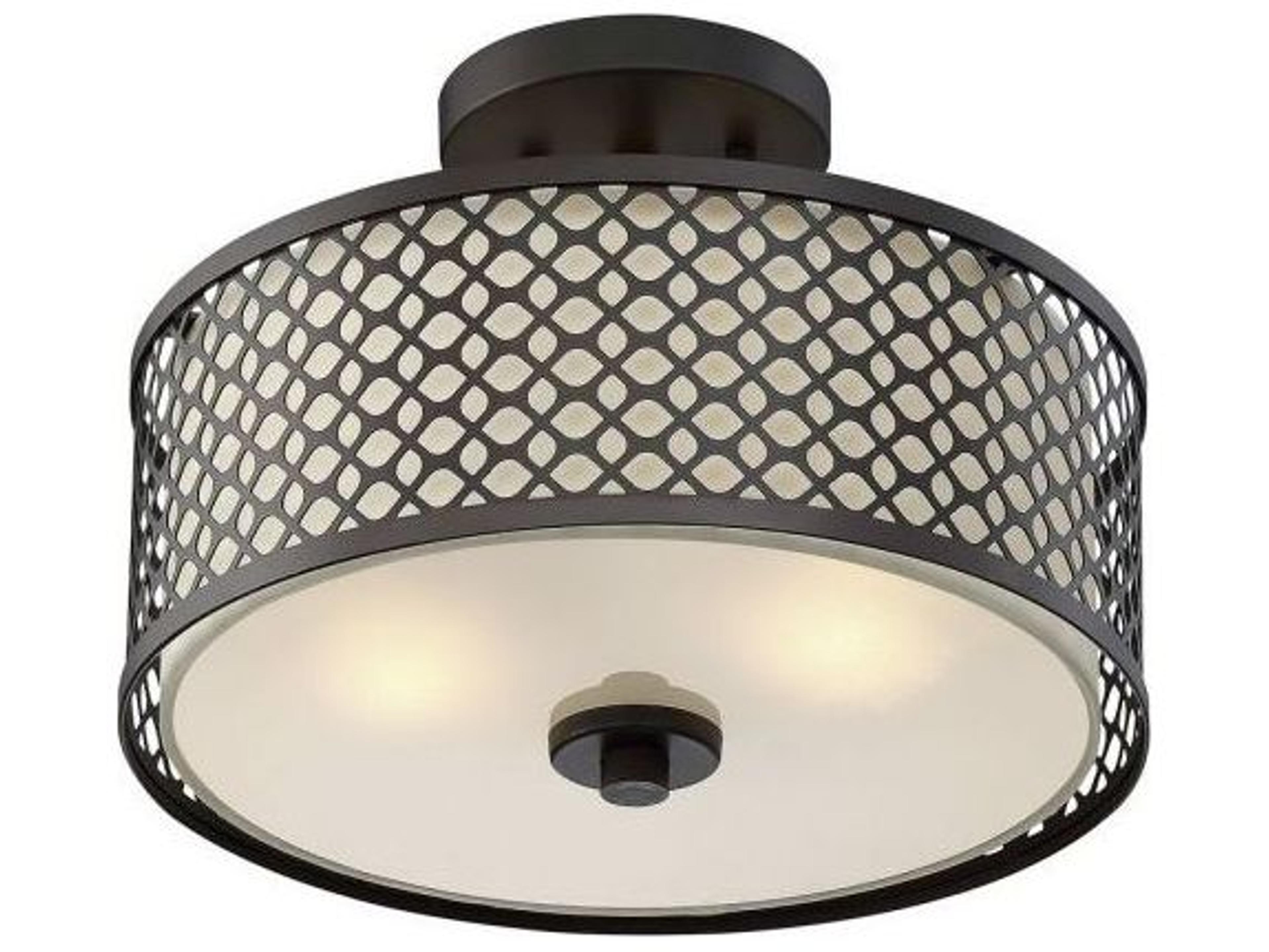 Savoy House Meridian 2-Light Oil Rubbed Bronze Drum Geometric Semi Flush Mount