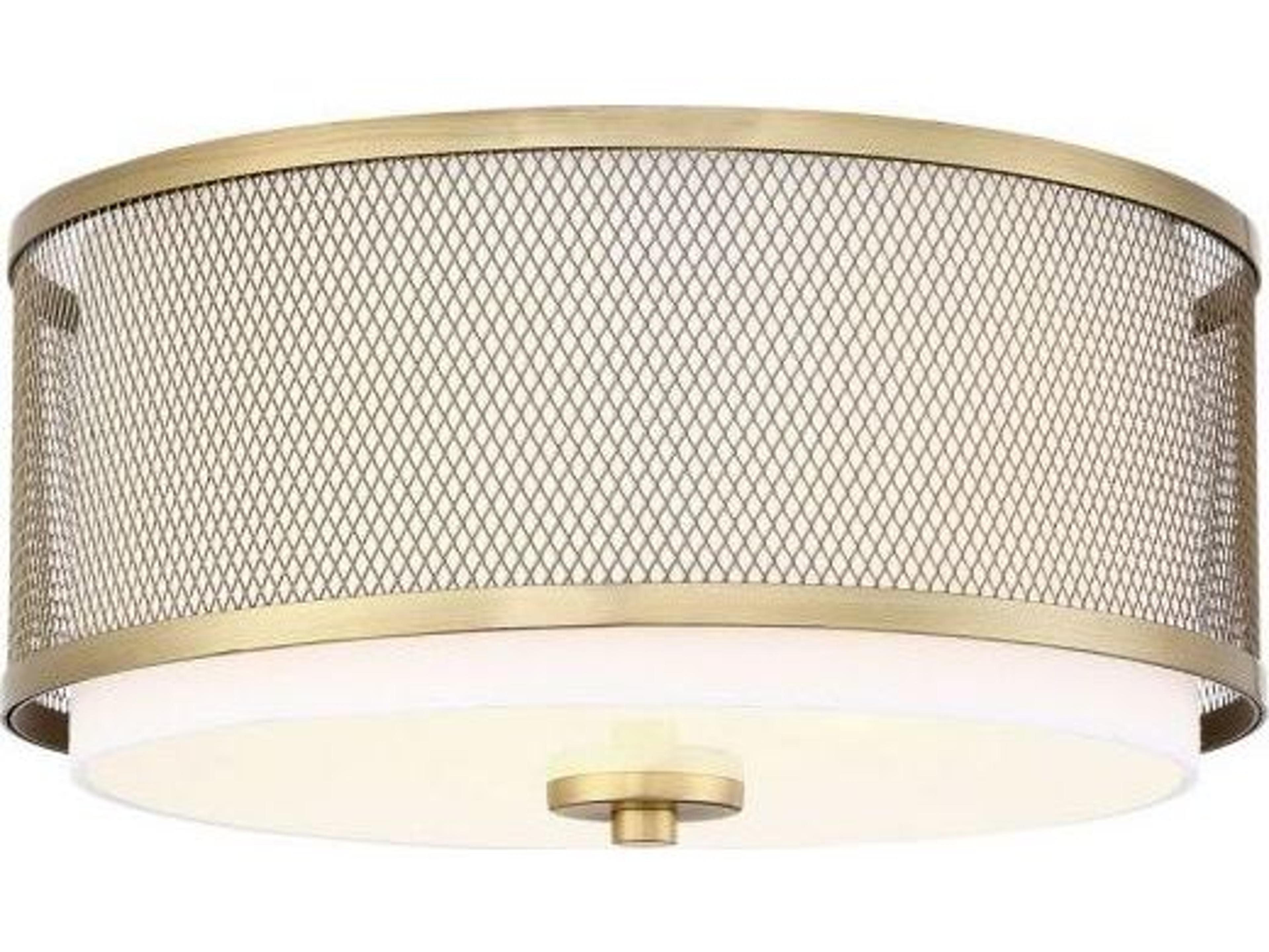 Savoy House Meridian 3-Light Natural Brass Drum Flush Mount