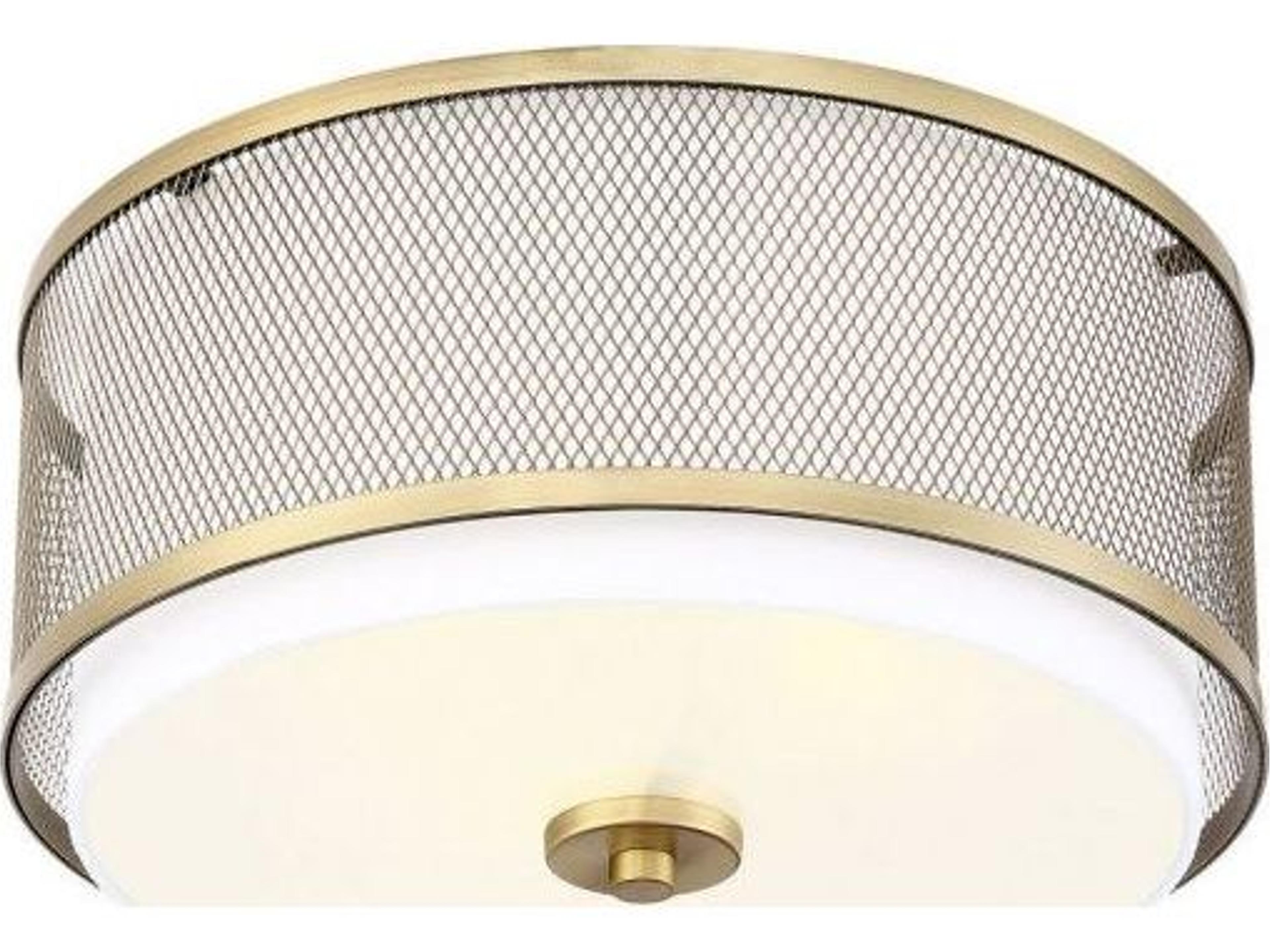 Savoy House Meridian 3-Light Natural Brass Drum Flush Mount