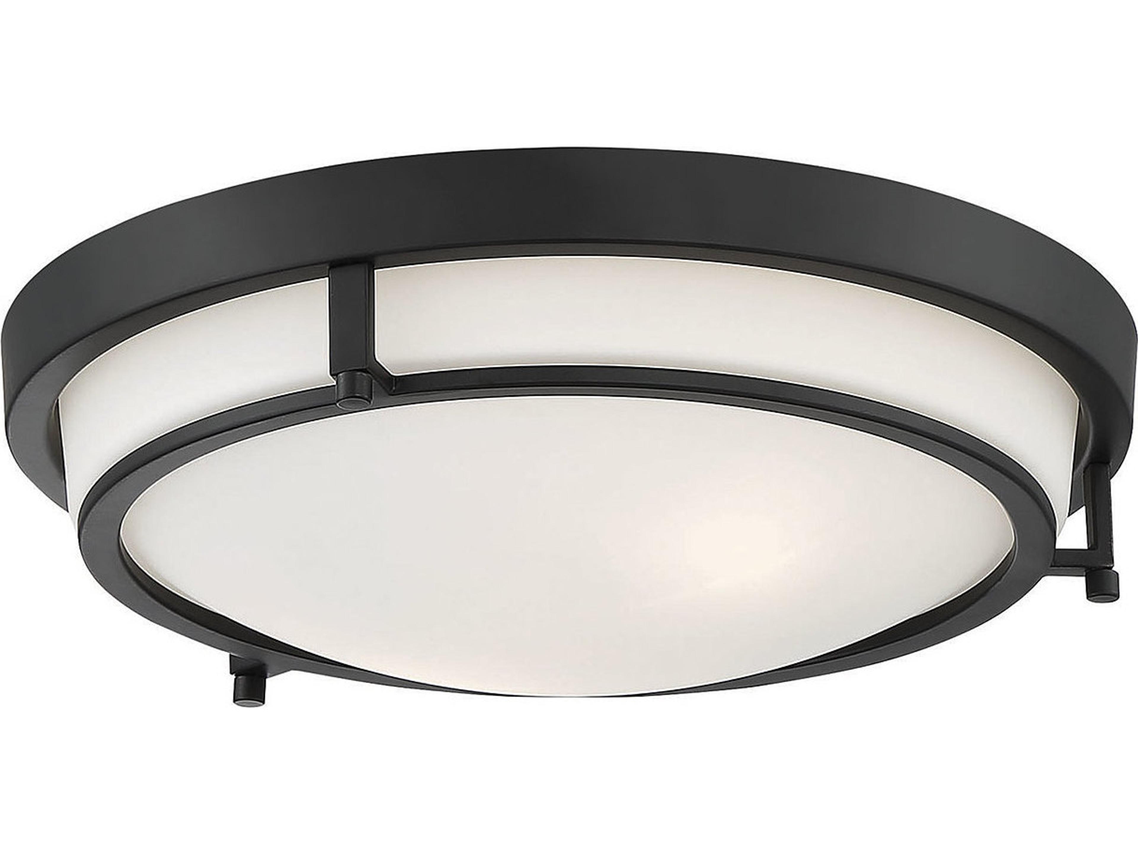 Savoy House Meridian 2-Light Matte Black Glass Bowl Geometric Flush Mount