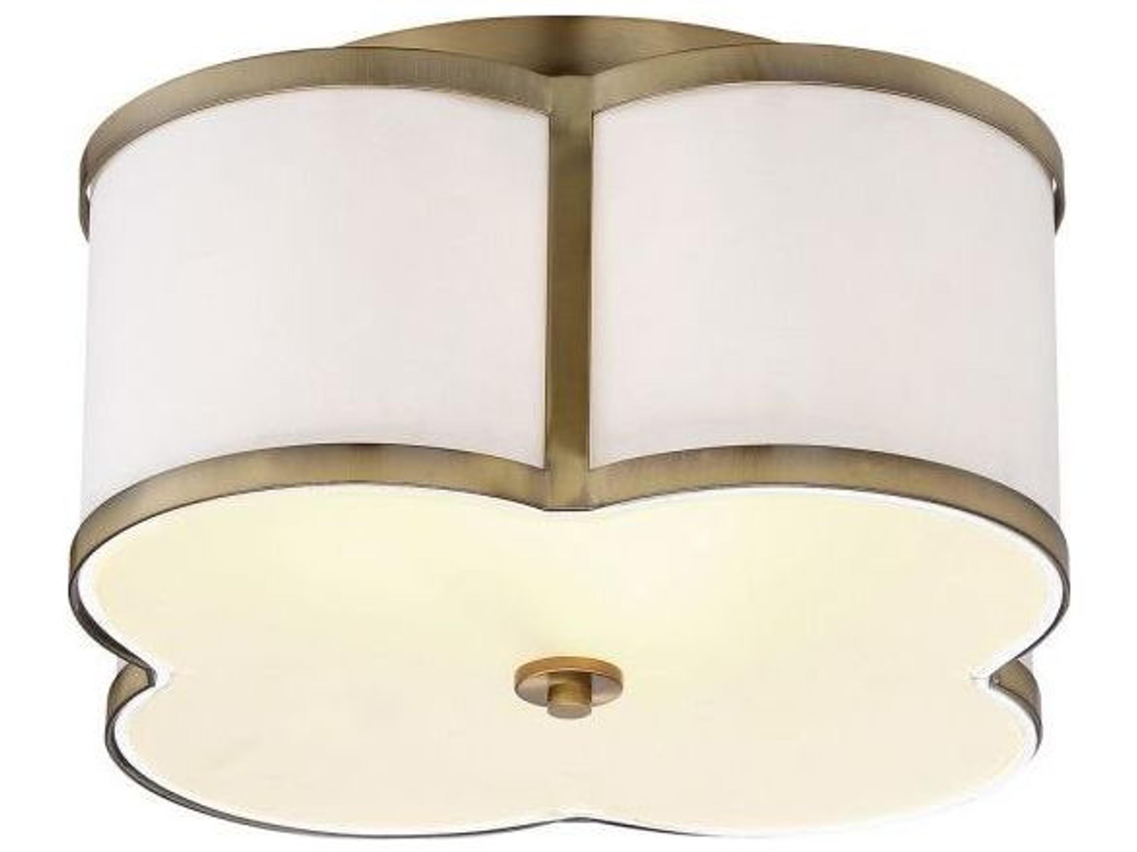 Savoy House Meridian 3-Light Natural Brass Drum Semi Flush Mount