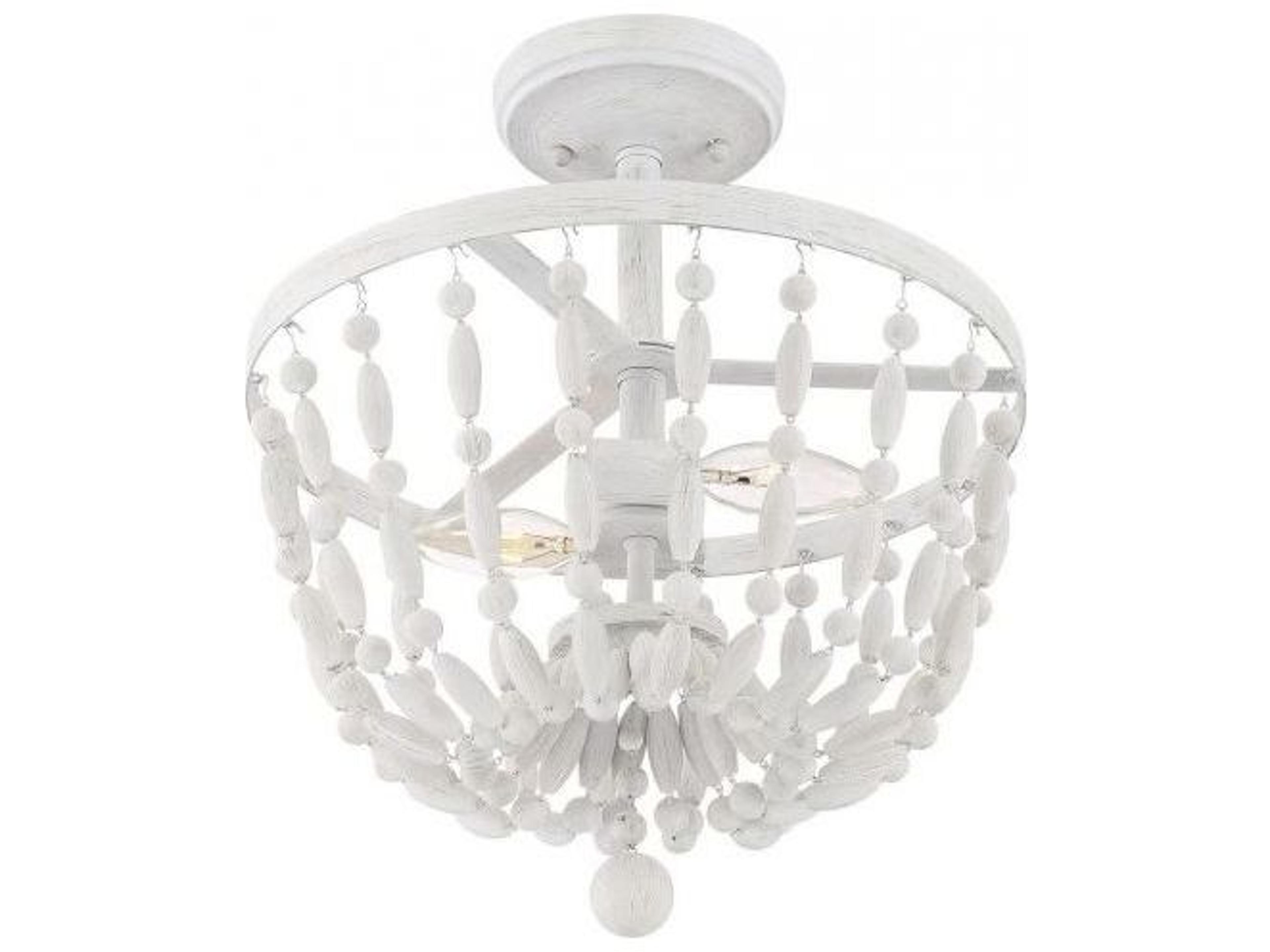 Savoy House Meridian 2-Light Distressed Wood White Semi Flush Mount