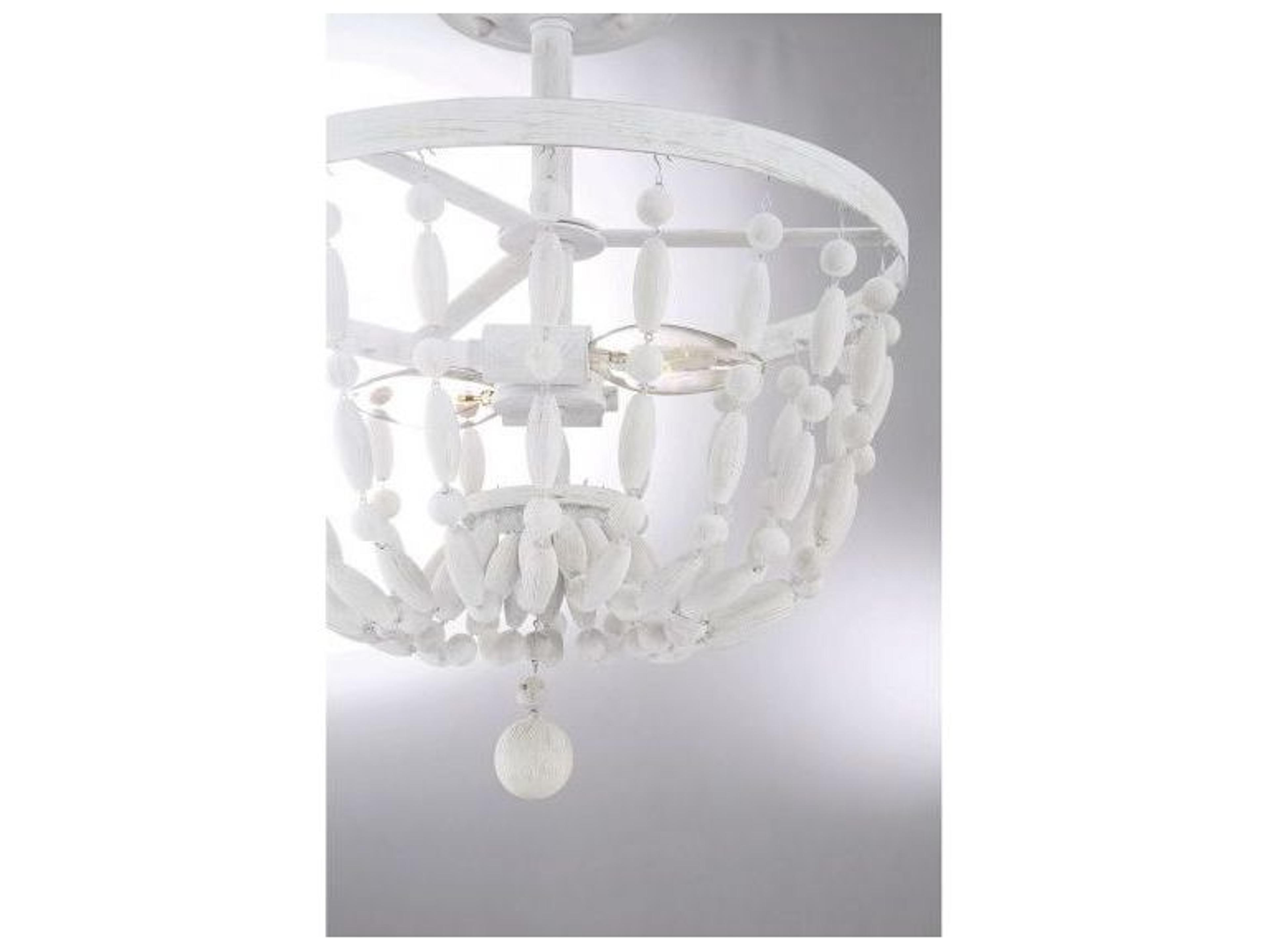 Savoy House Meridian 2-Light Distressed Wood White Semi Flush Mount