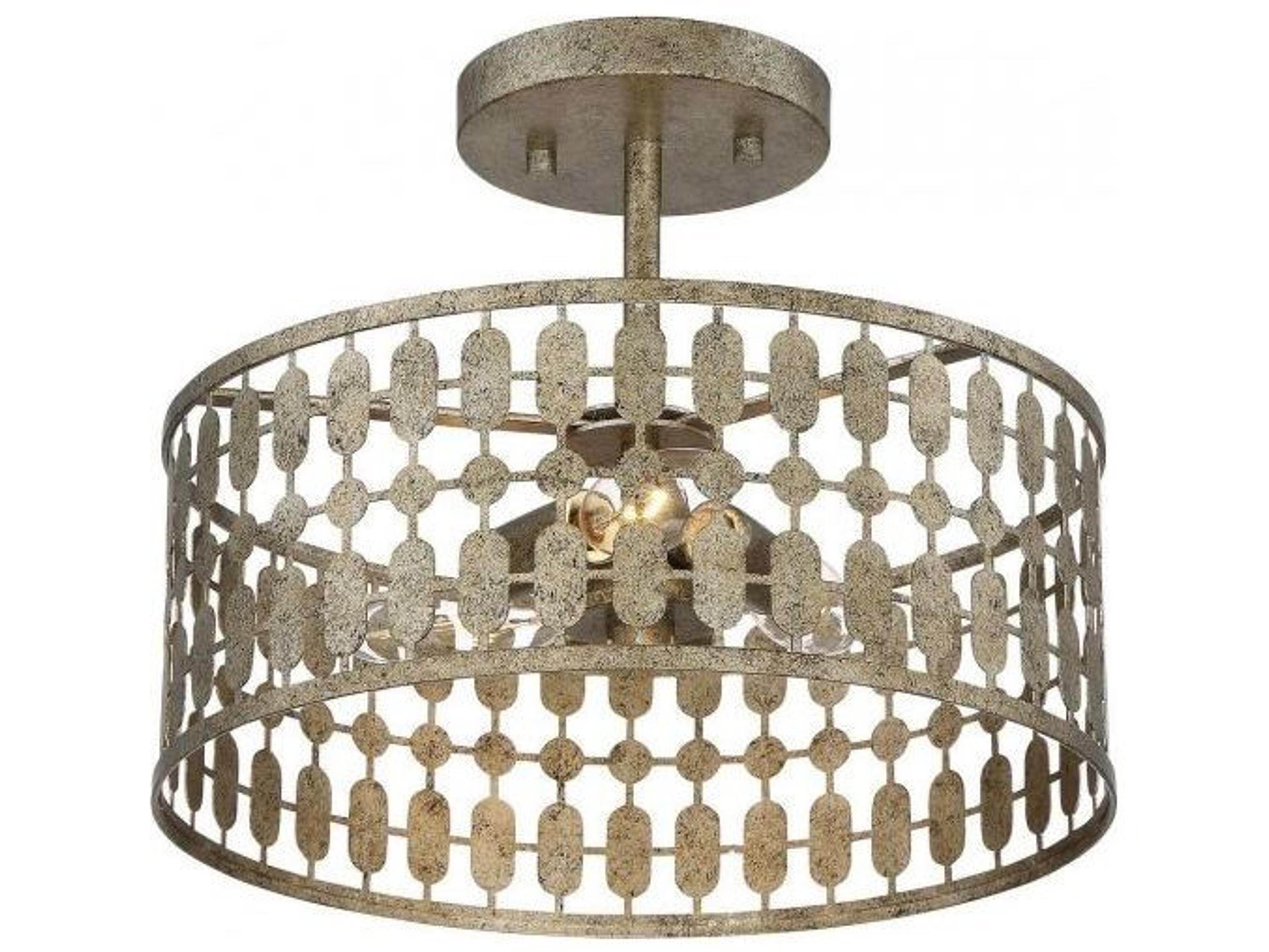 Savoy House Meridian 3-Light Antique Gold Drum Semi Flush Mount