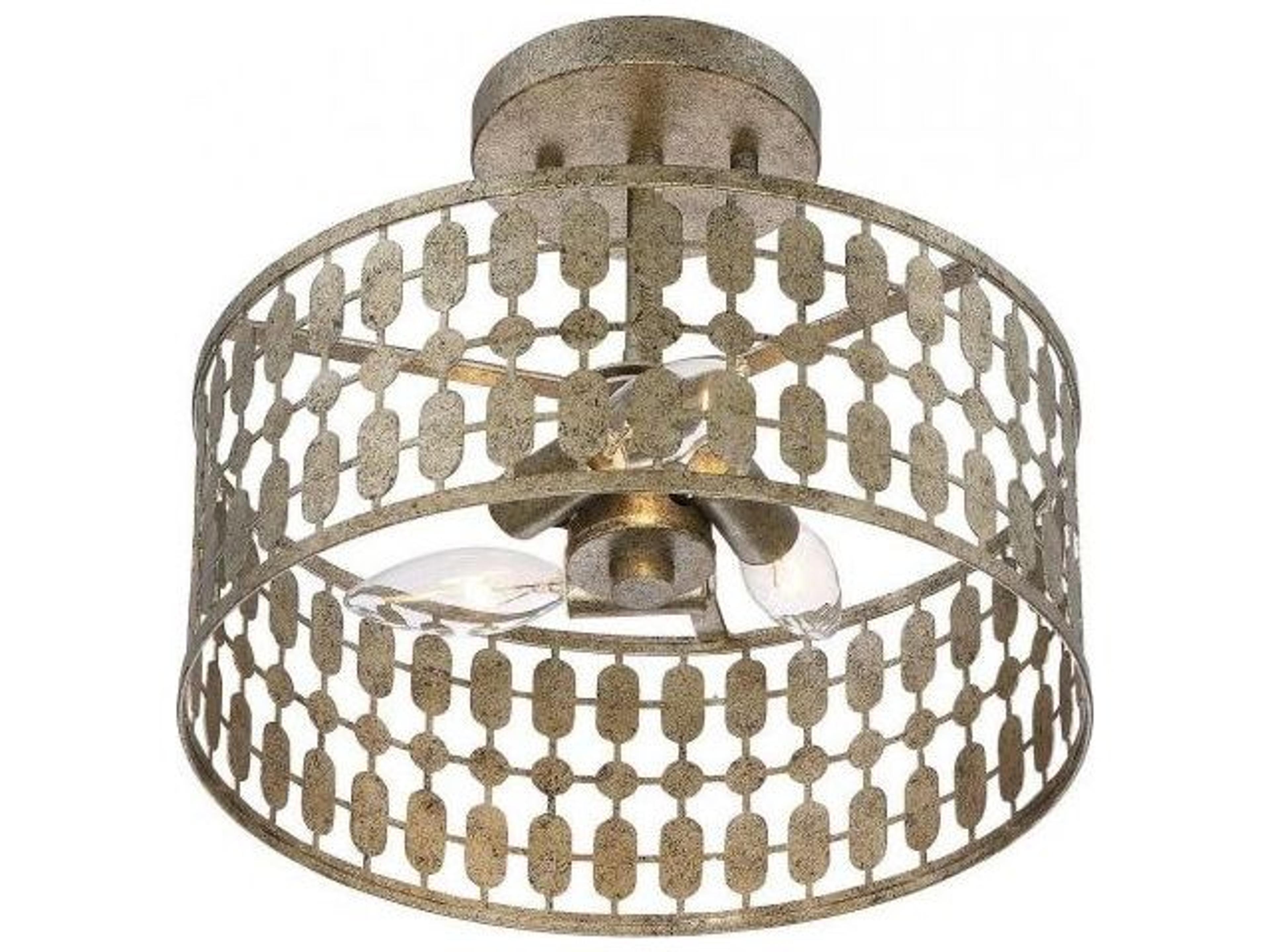 Savoy House Meridian 3-Light Antique Gold Drum Semi Flush Mount