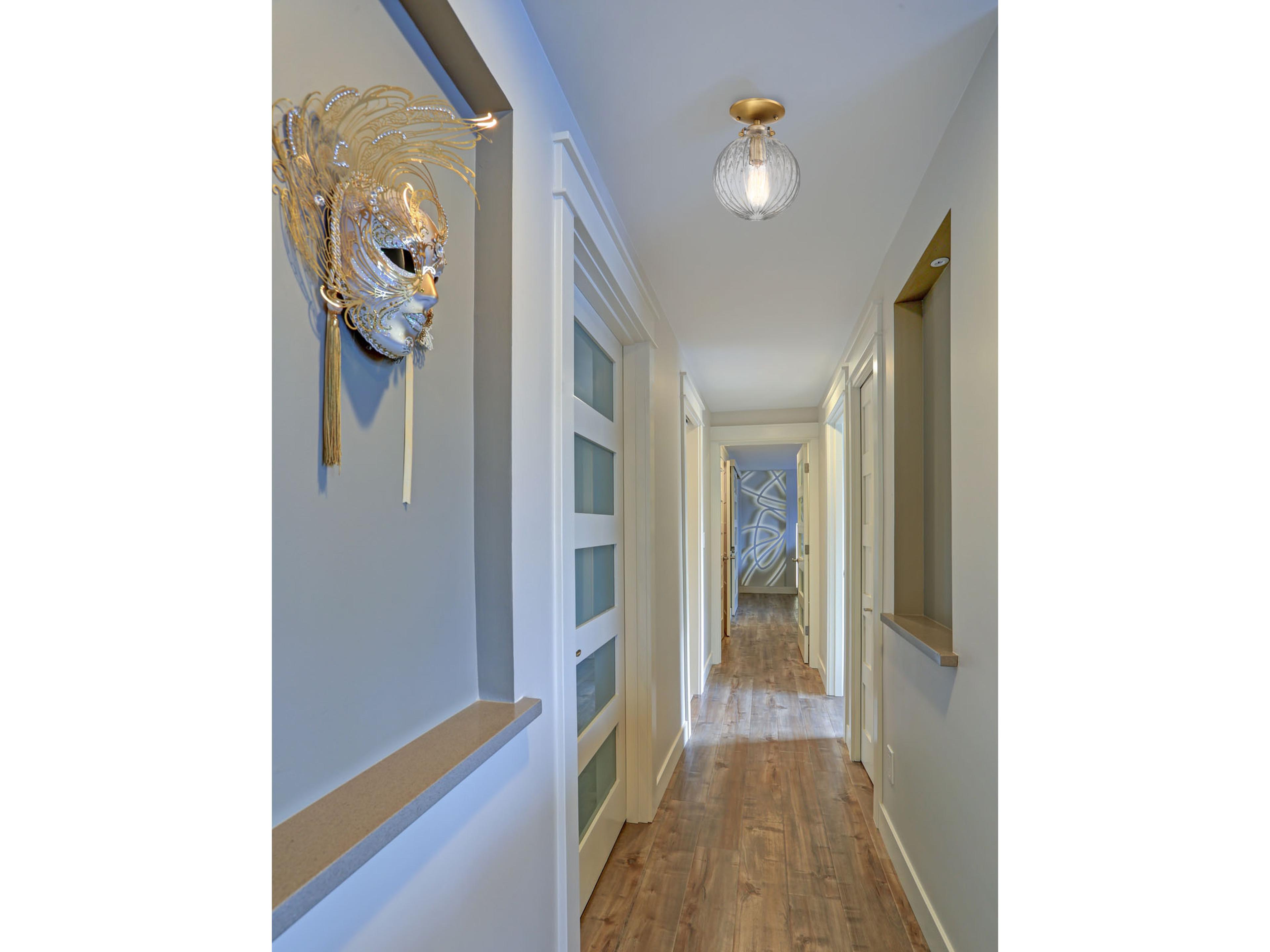 Savoy House Meridian 1-Light Natural Brass Glass Globe Geometric Semi Flush Mount