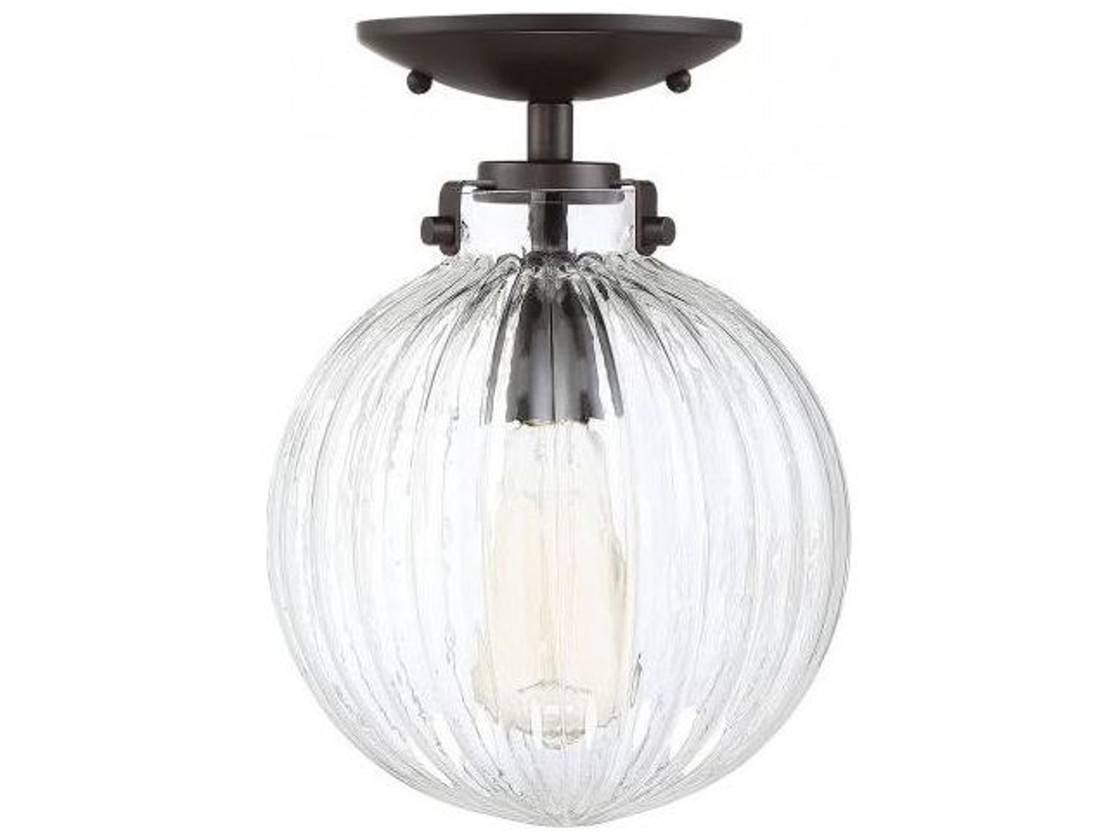 Savoy House Meridian 1-Light Oil Rubbed Bronze Glass Globe Geometric Semi Flush Mount
