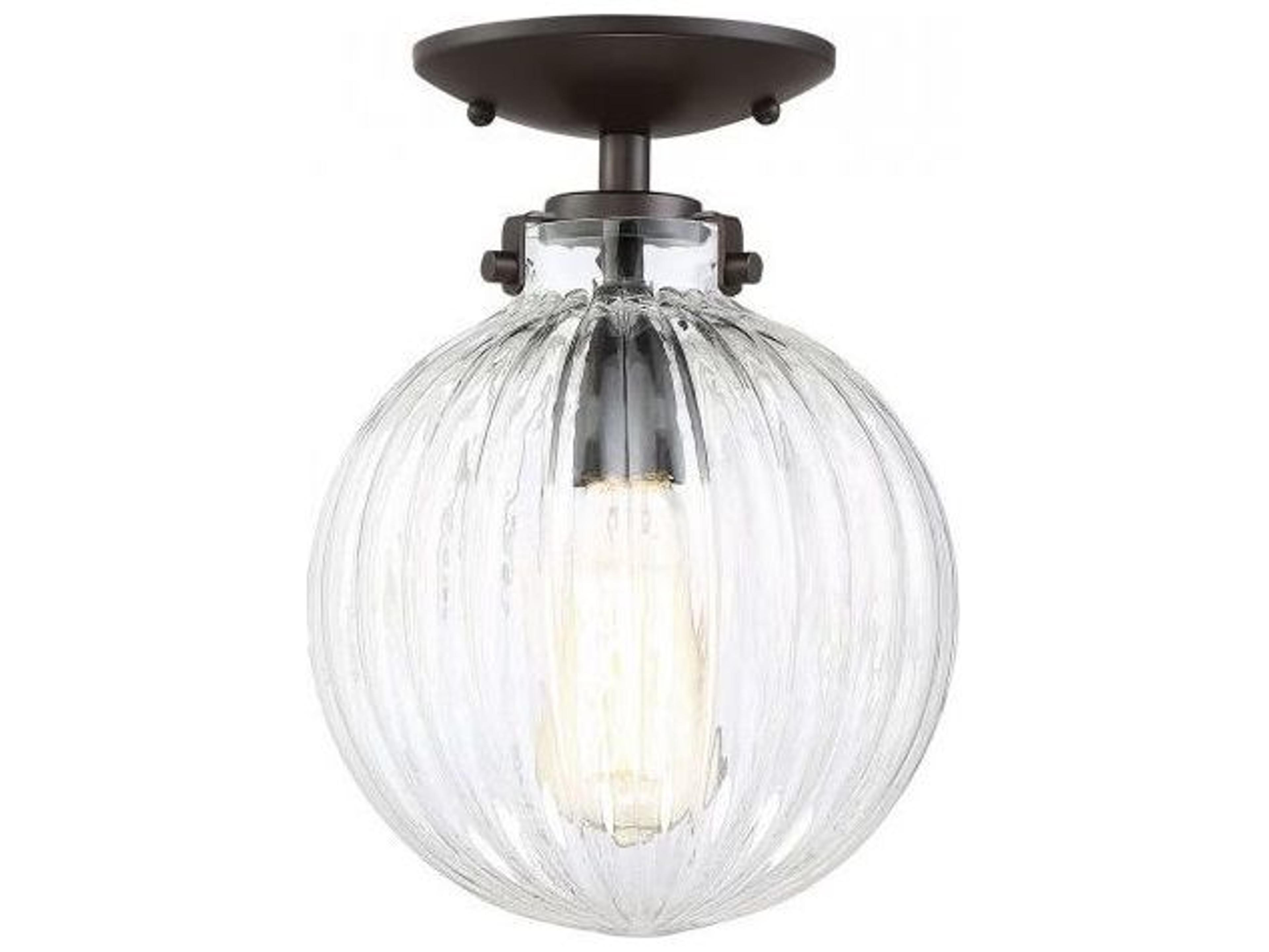 Savoy House Meridian 1-Light Oil Rubbed Bronze Glass Globe Geometric Semi Flush Mount