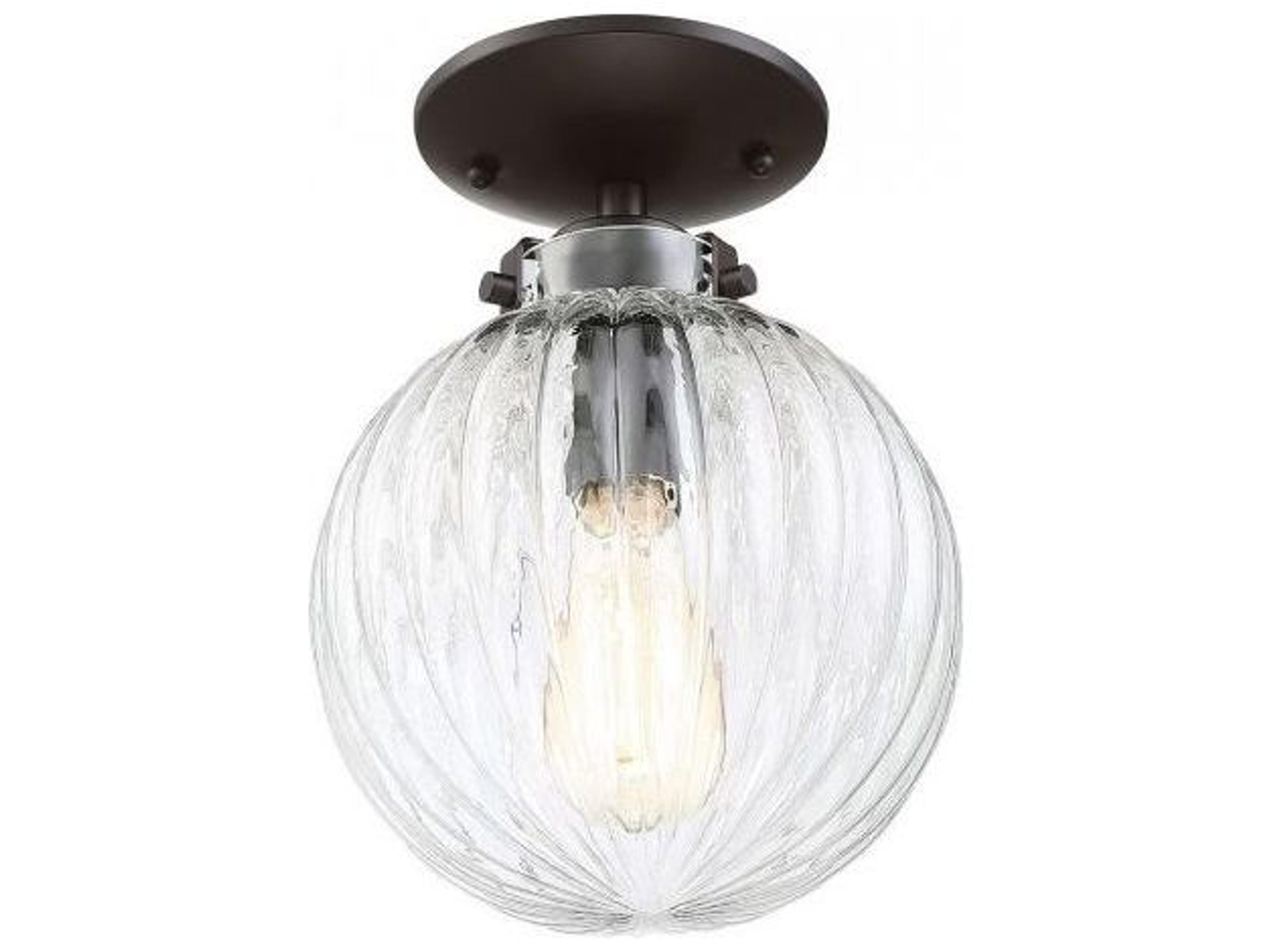 Savoy House Meridian 1-Light Oil Rubbed Bronze Glass Globe Geometric Semi Flush Mount