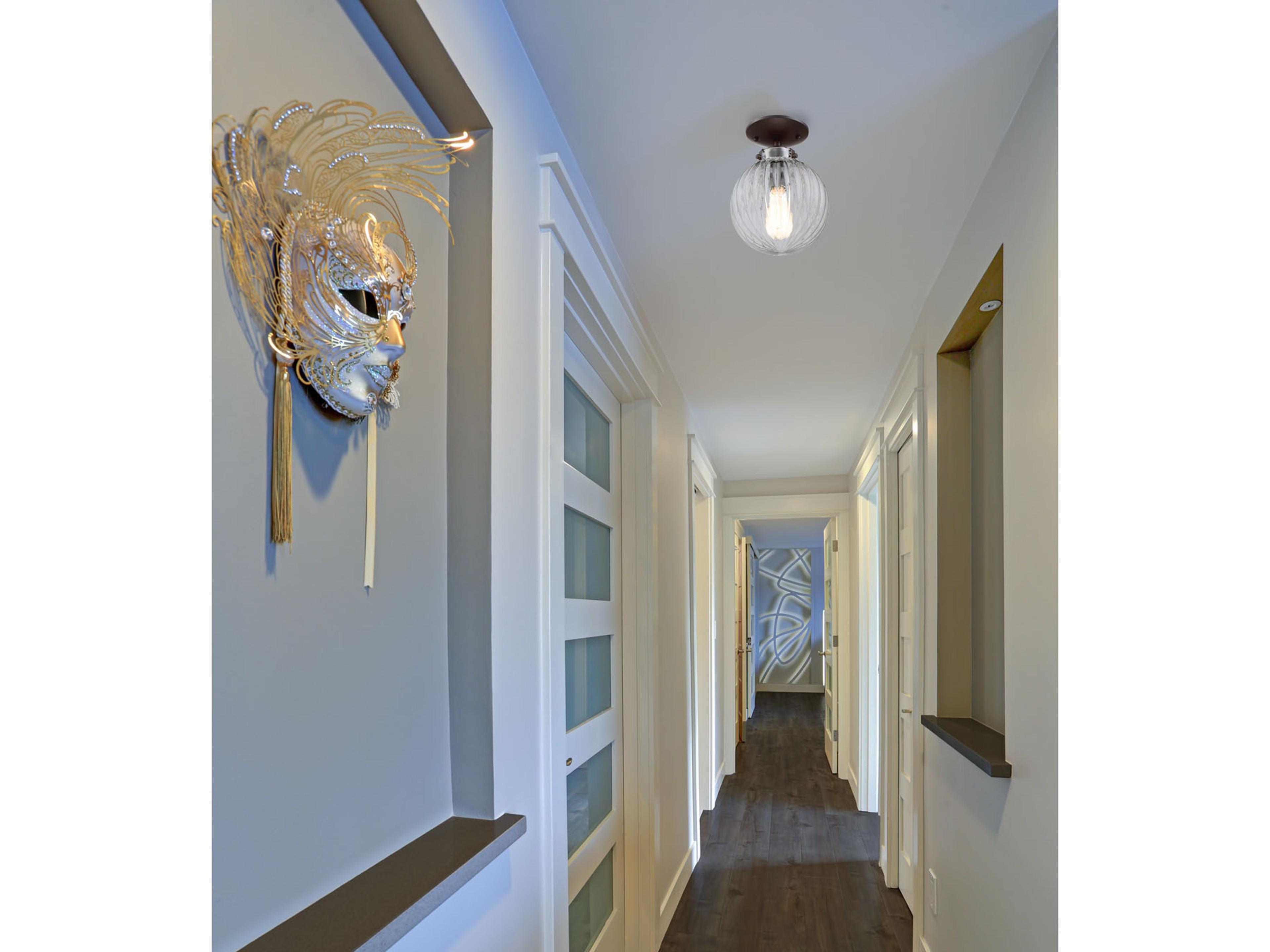 Savoy House Meridian 1-Light Oil Rubbed Bronze Glass Globe Geometric Semi Flush Mount