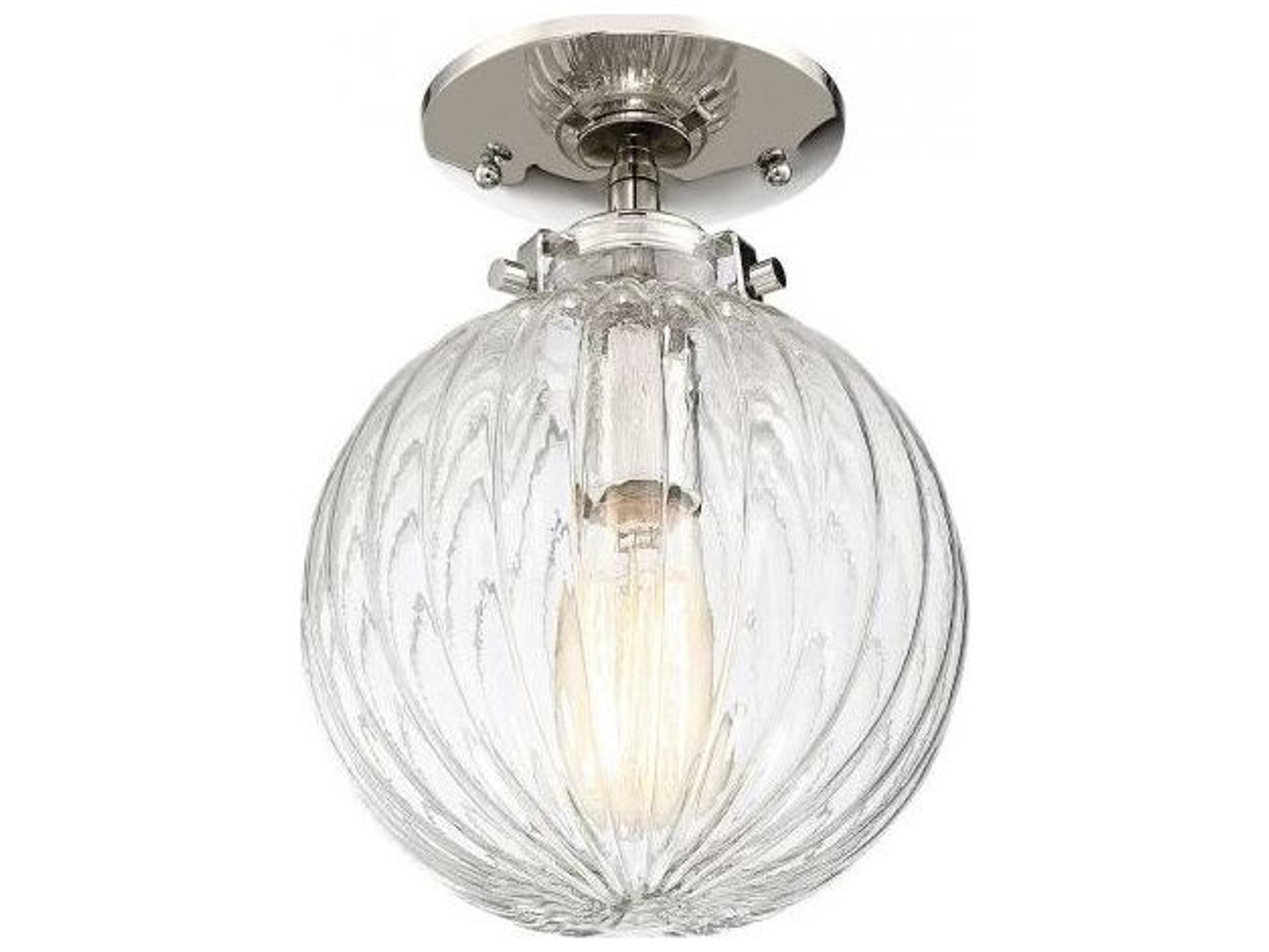Savoy House Meridian 1-Light Polished Nickel Glass Globe Geometric Semi Flush Mount