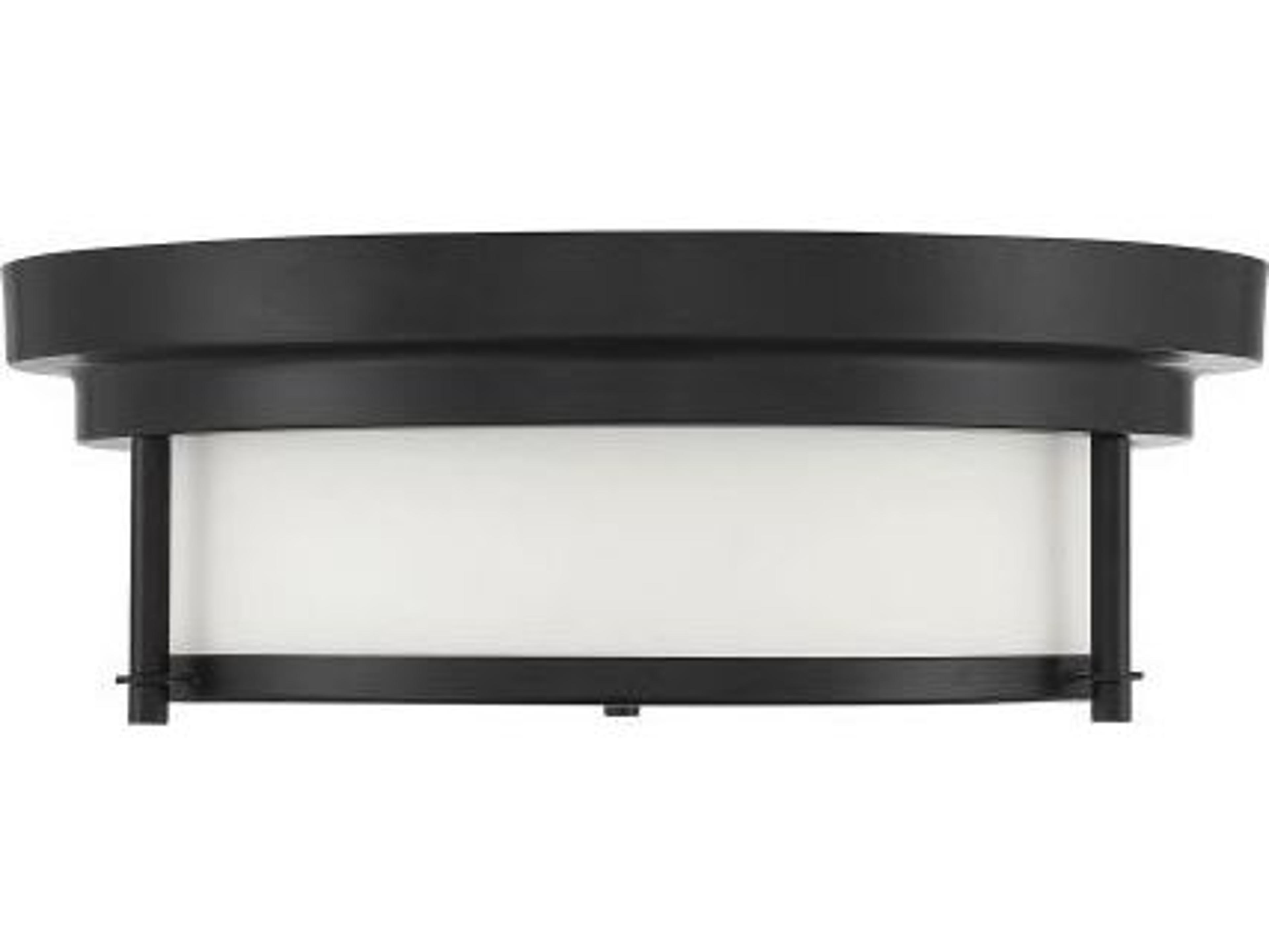 Savoy House Meridian 2-Light Matte Black Glass Drum Geometric Flush Mount