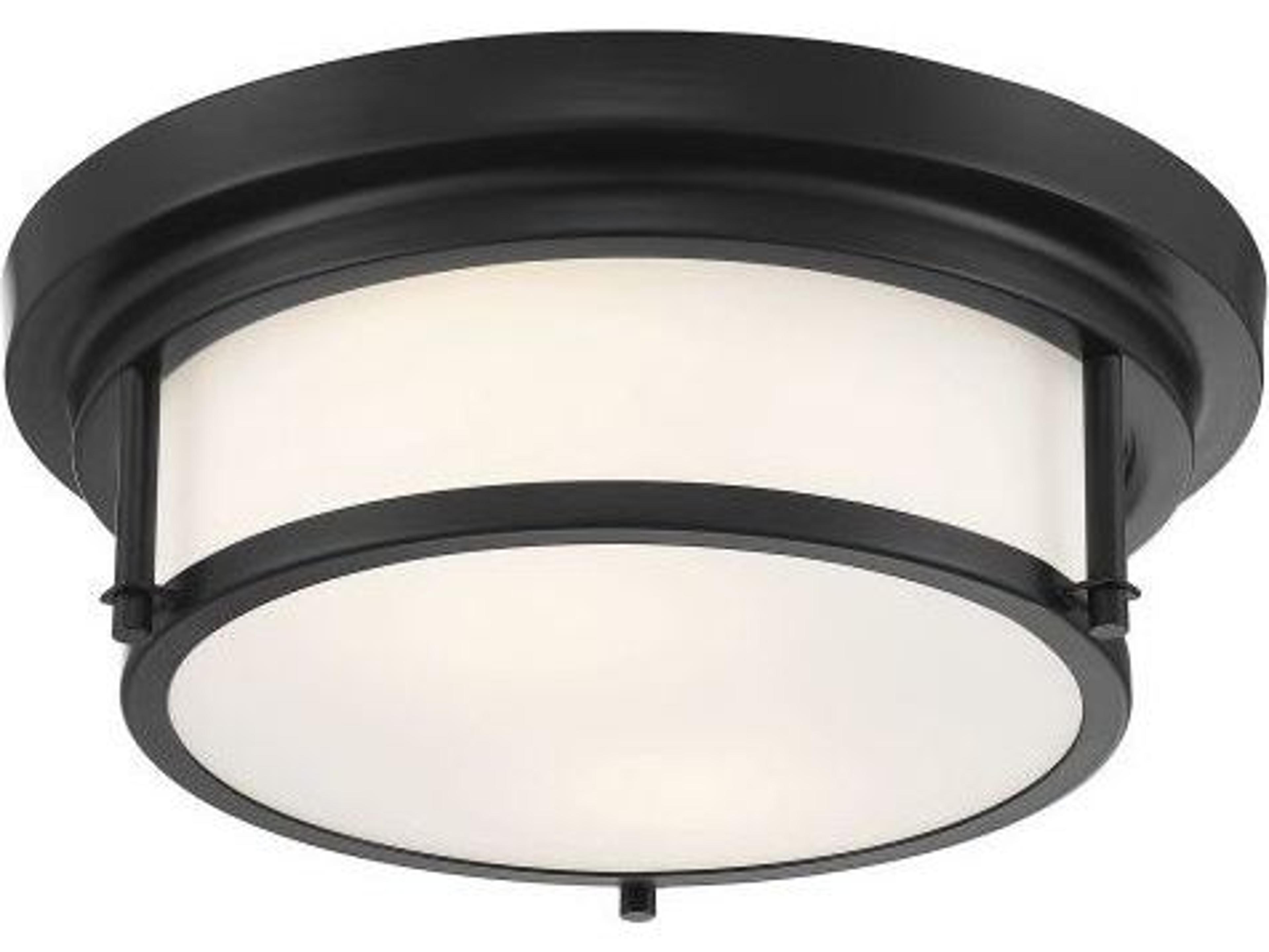 Savoy House Meridian 2-Light Matte Black Glass Drum Geometric Flush Mount