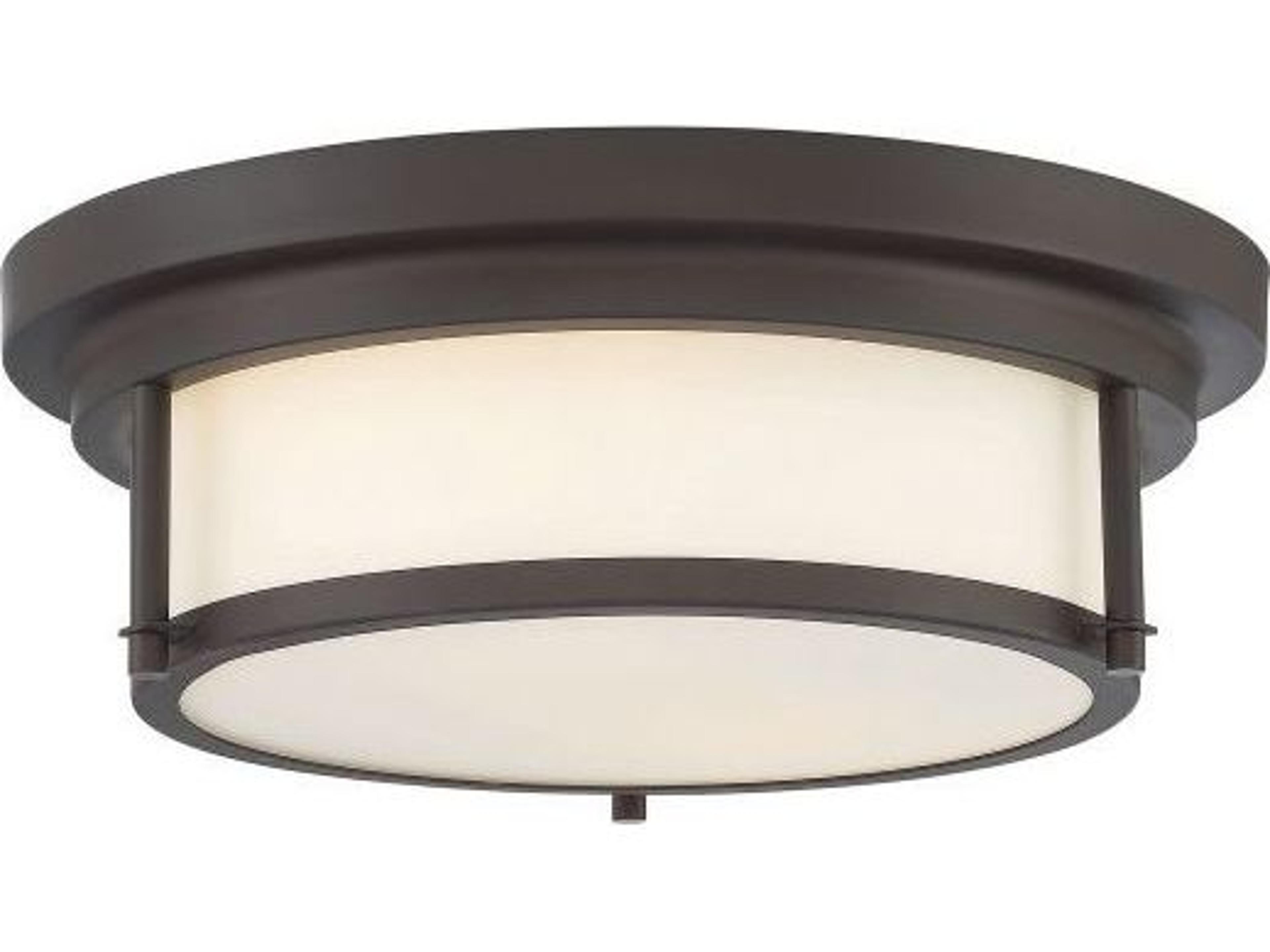 Savoy House Meridian 2-Light Oil Rubbed Bronze Glass Drum Flush Mount