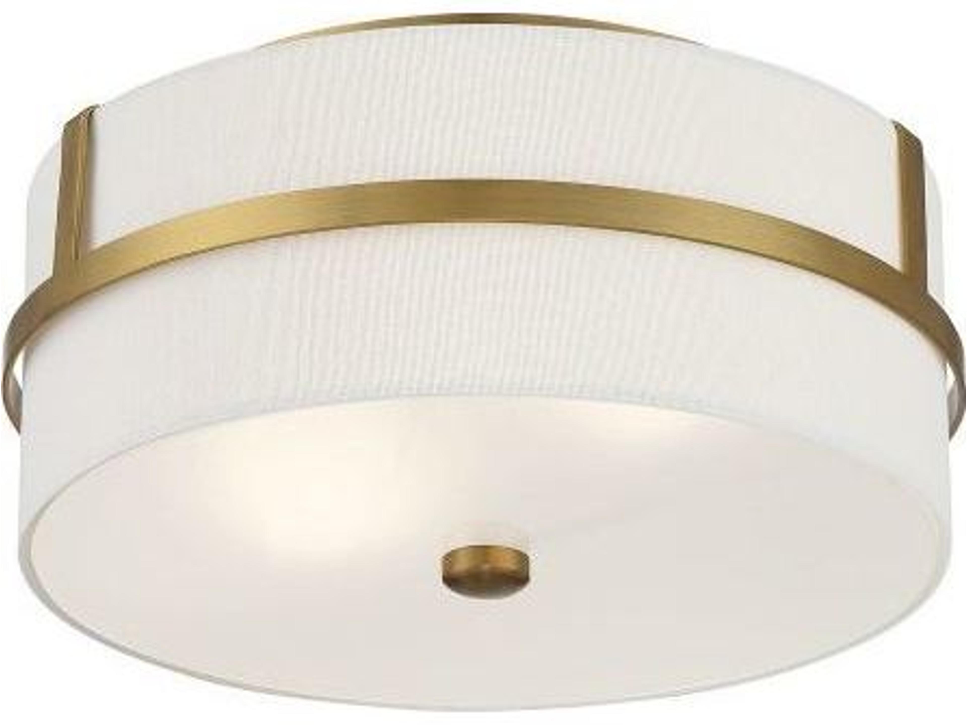 Savoy House Meridian 2-Light Natural Brass Drum Geometric Flush Mount