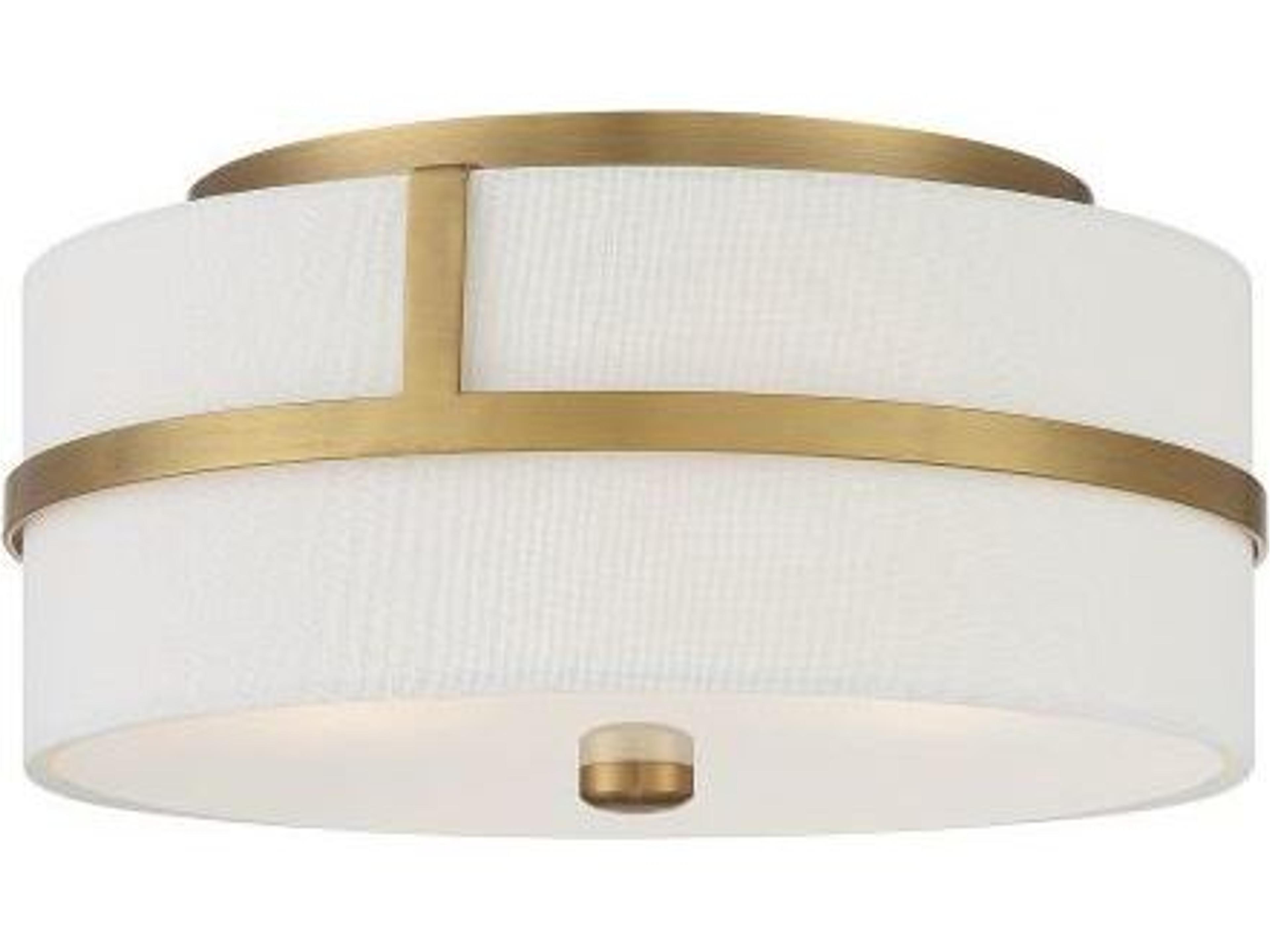 Savoy House Meridian 2-Light Natural Brass Drum Geometric Flush Mount