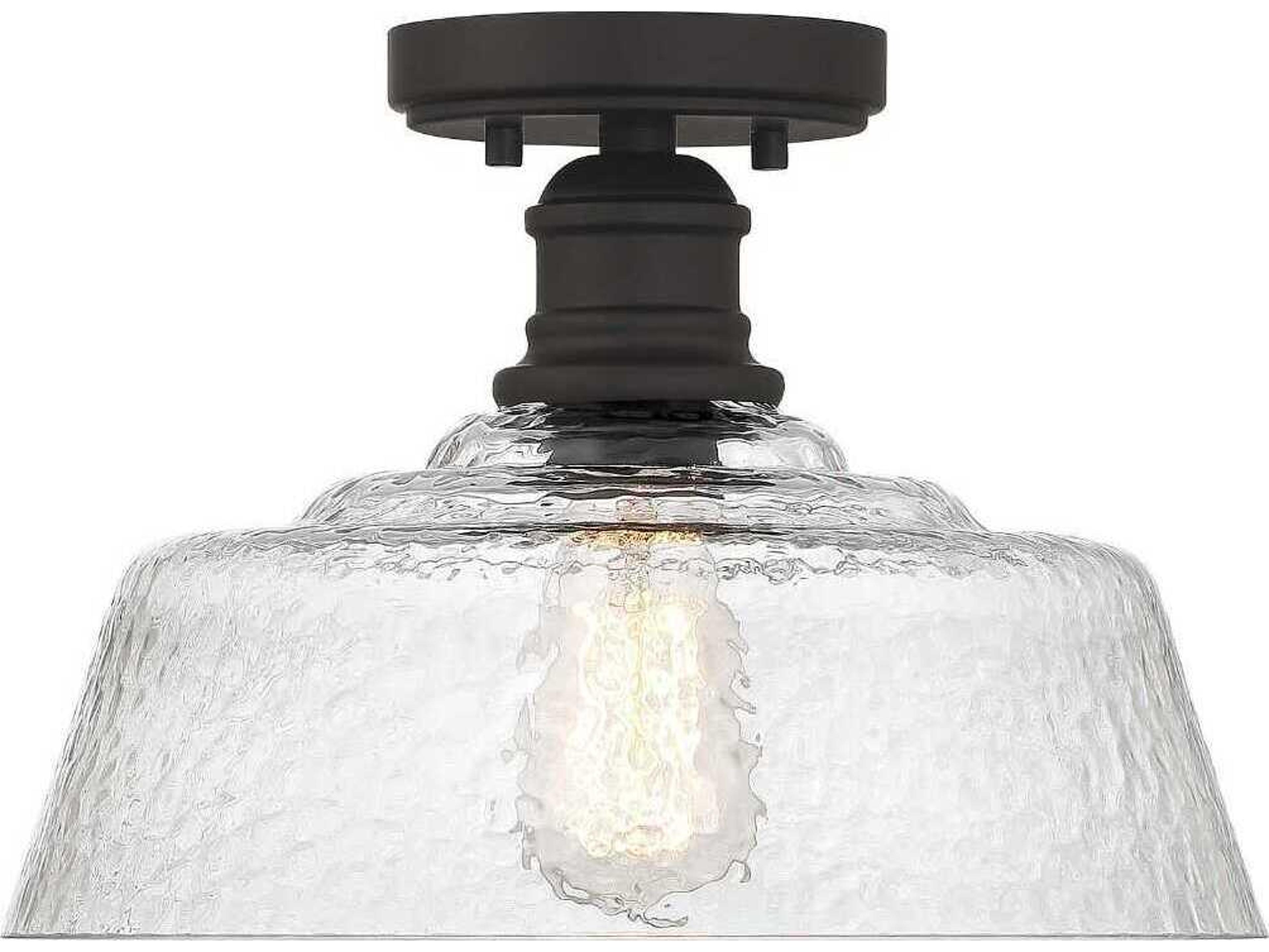 Meridian 1-Light Oil Rubbed Bronze Black Glass Bowl Semi Flush Mount