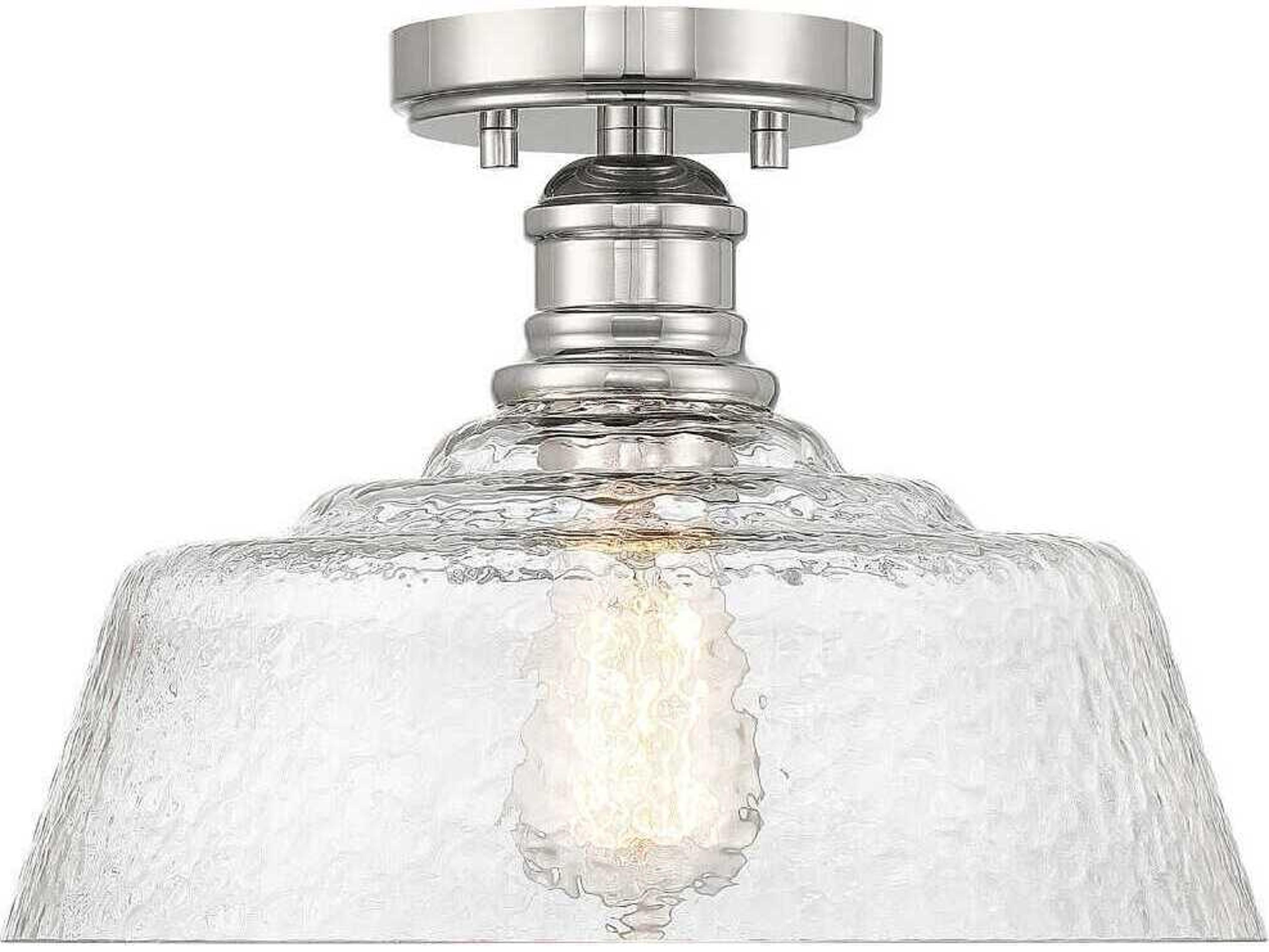 Meridian 1-Light Polished Nickel Glass Bowl Semi Flush Mount