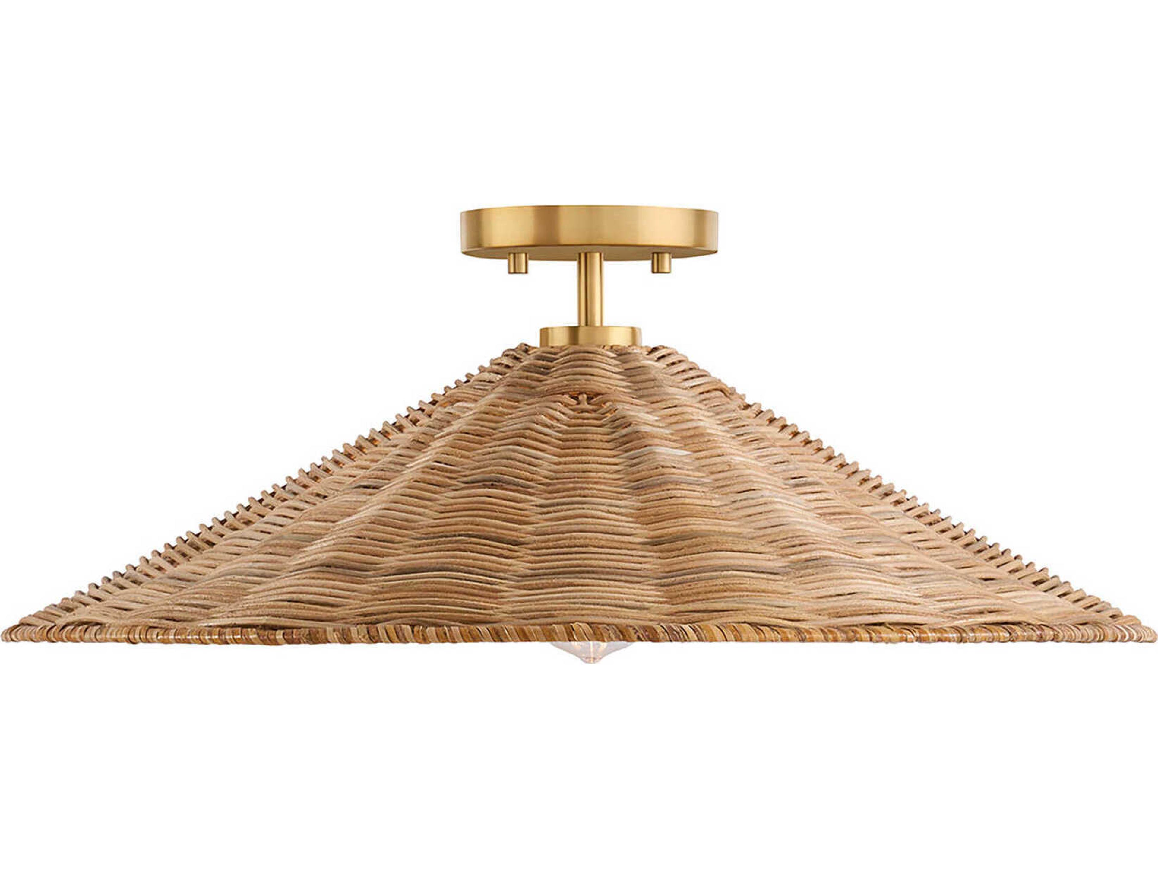 Meridian 1-Light Natural Brass Semi Flush Mount