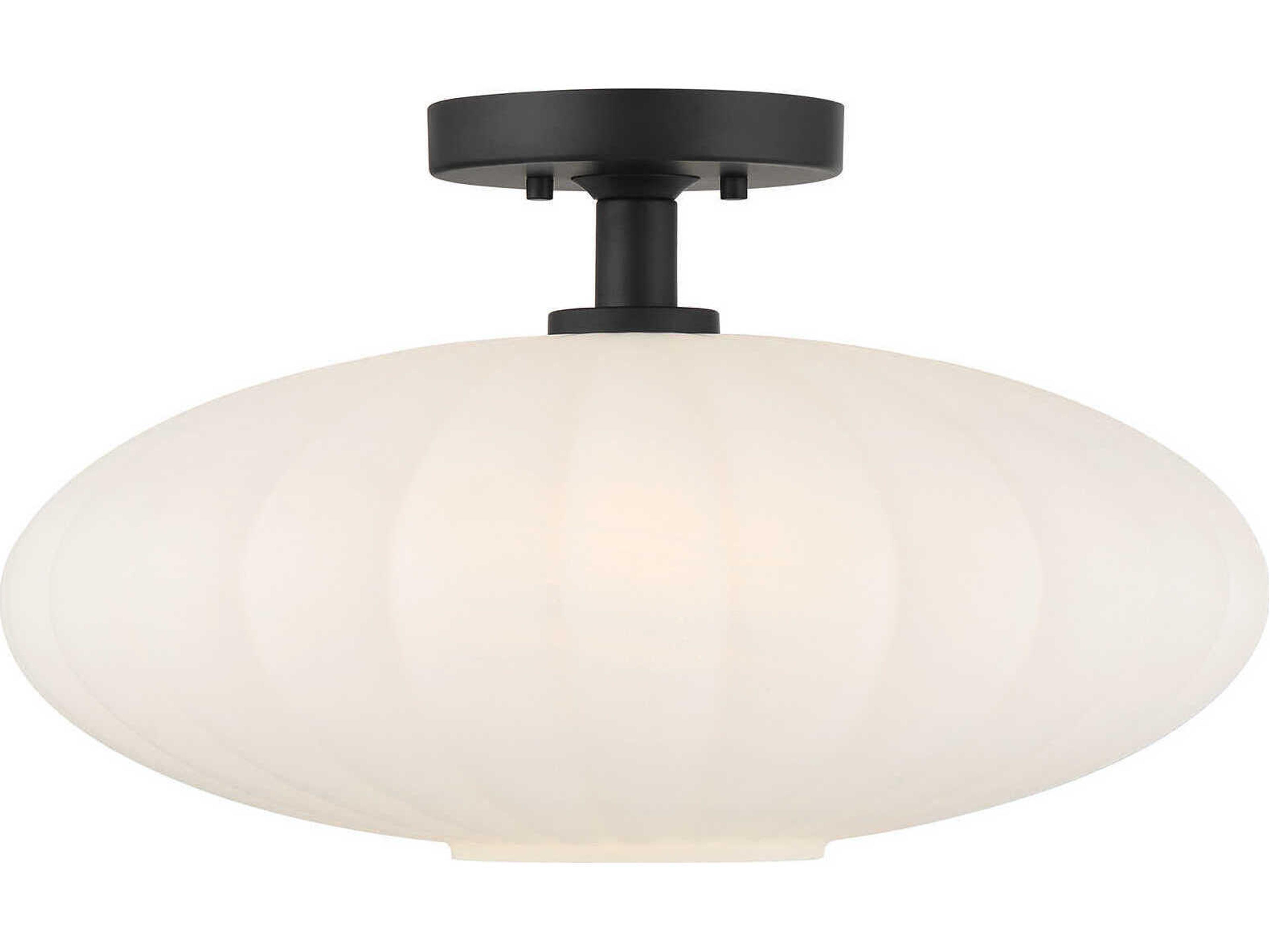 Meridian 1-Light Matte Black Semi Flush Mount