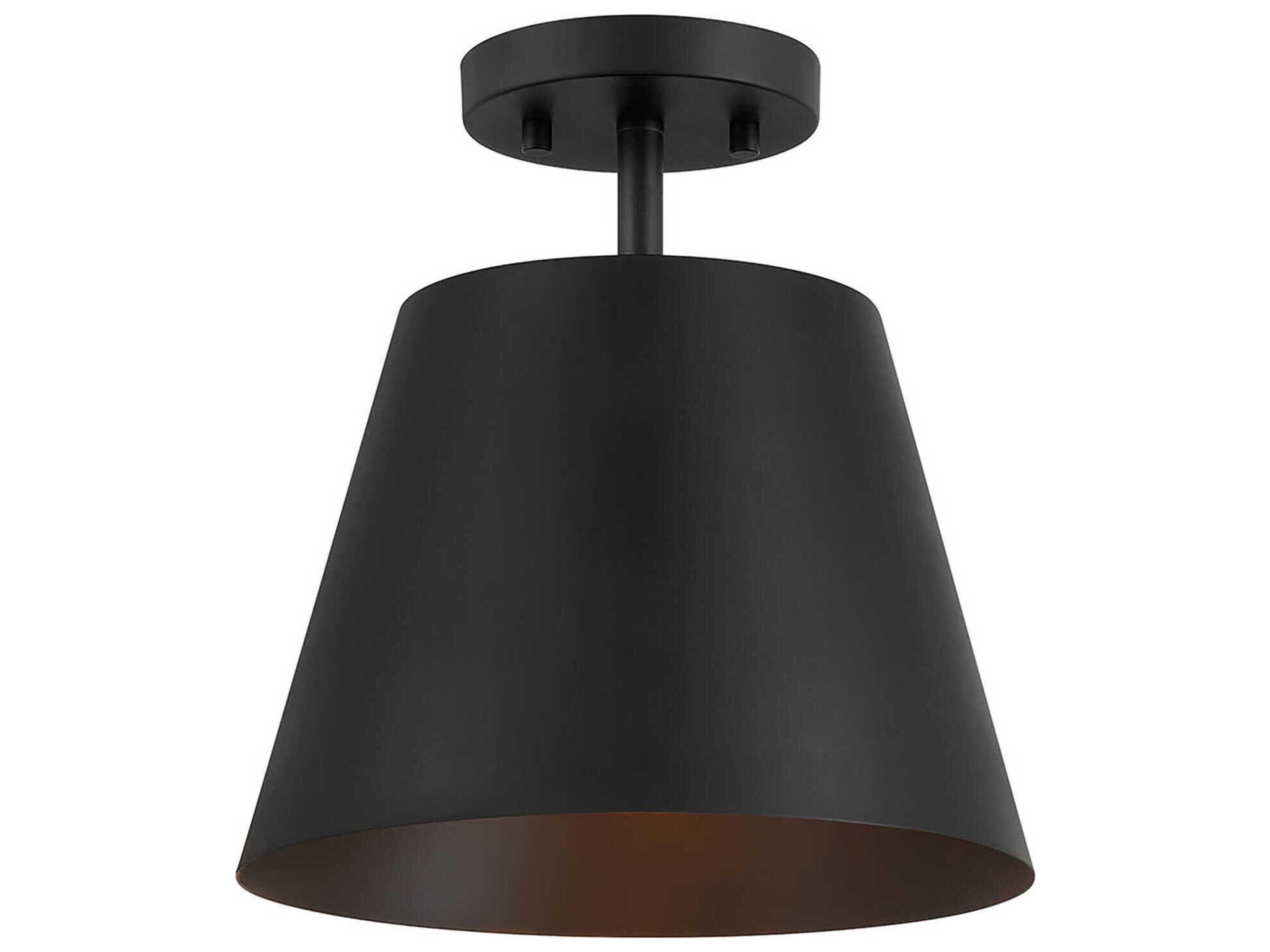 Meridian 1-Light Matte Black Empire Semi Flush Mount