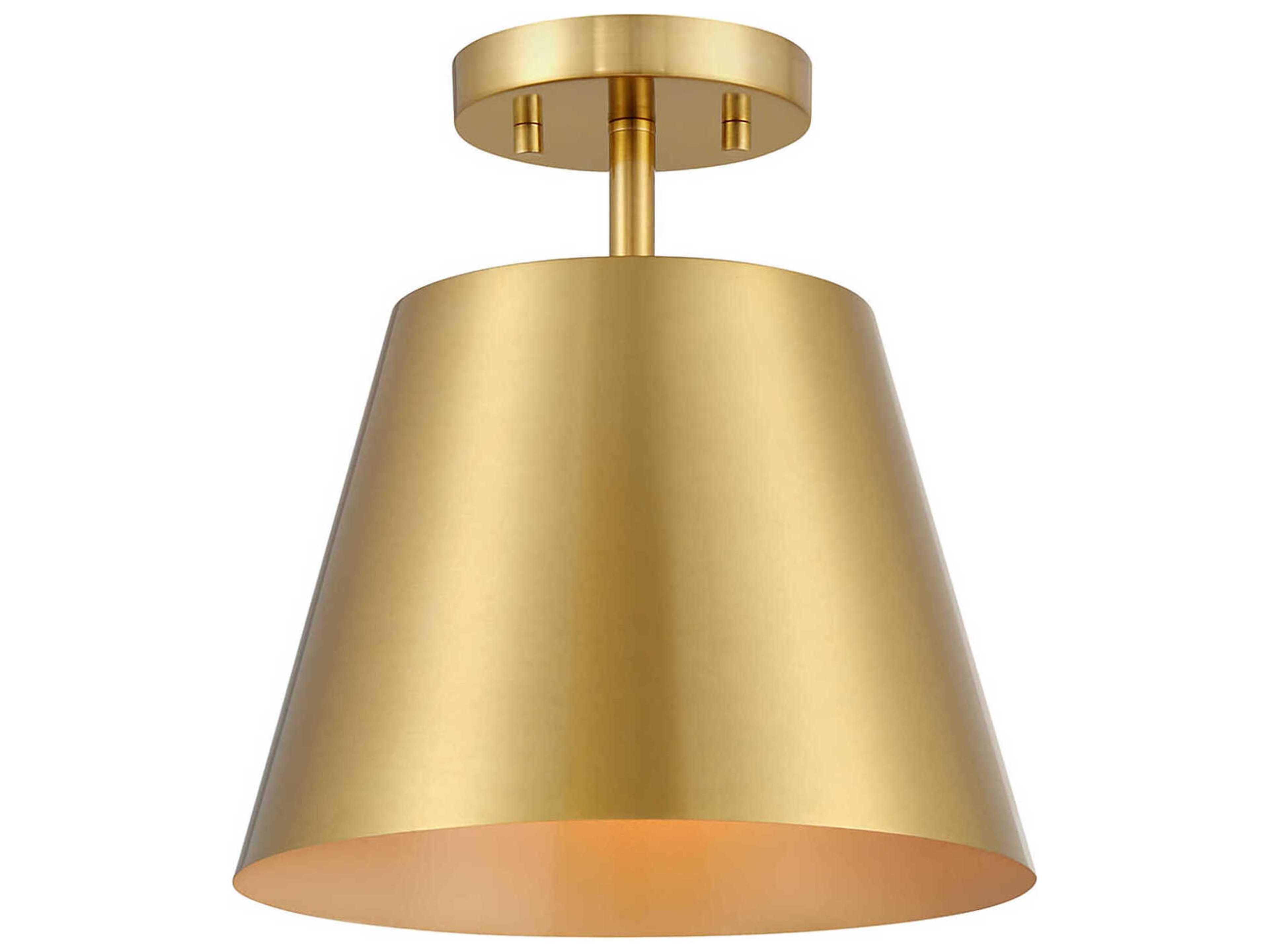 Meridian 1-Light Natural Brass Empire Semi Flush Mount