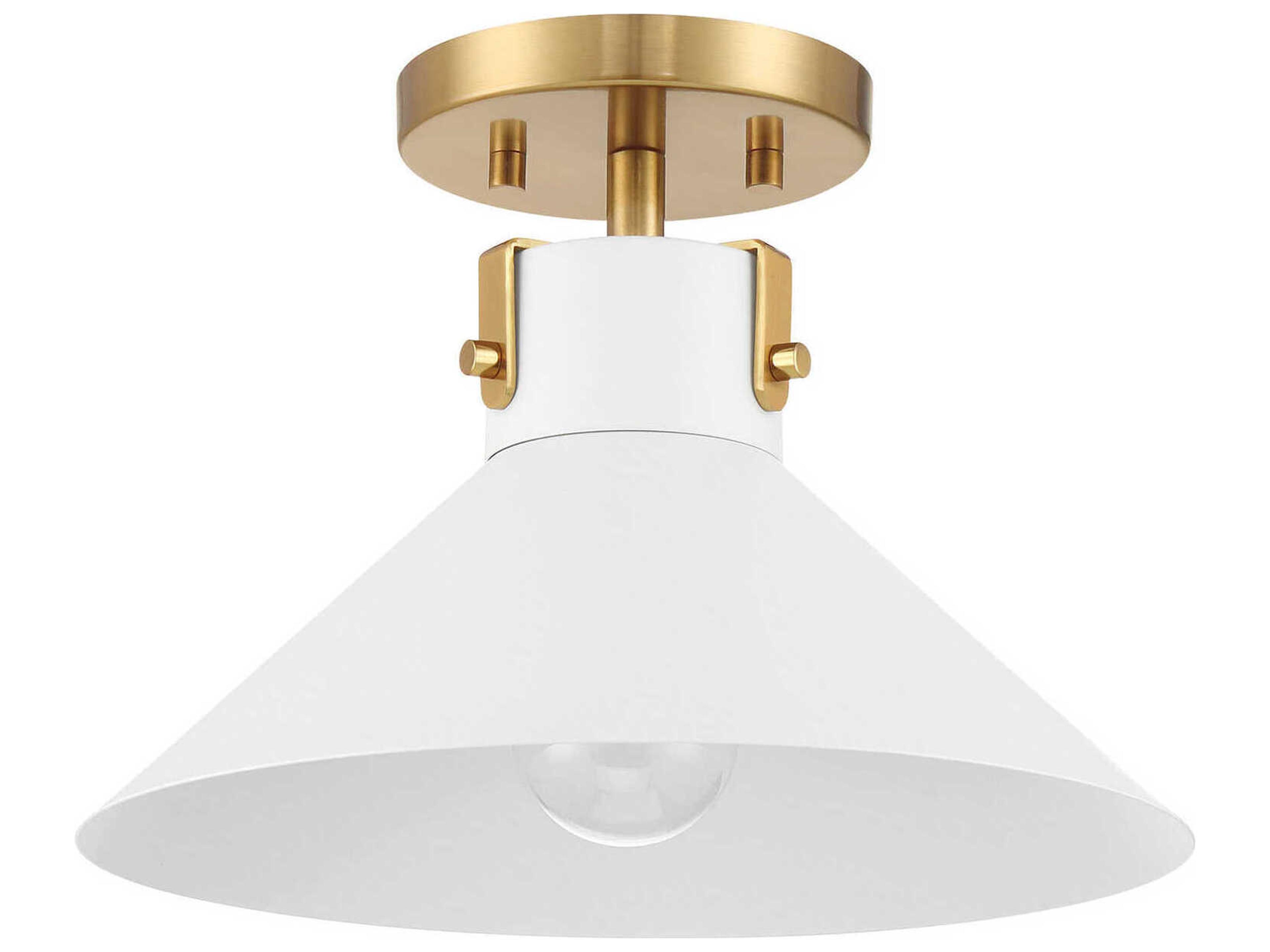 Savoy House Meridian 1-Light White And Natural Brass Semi Flush Mount