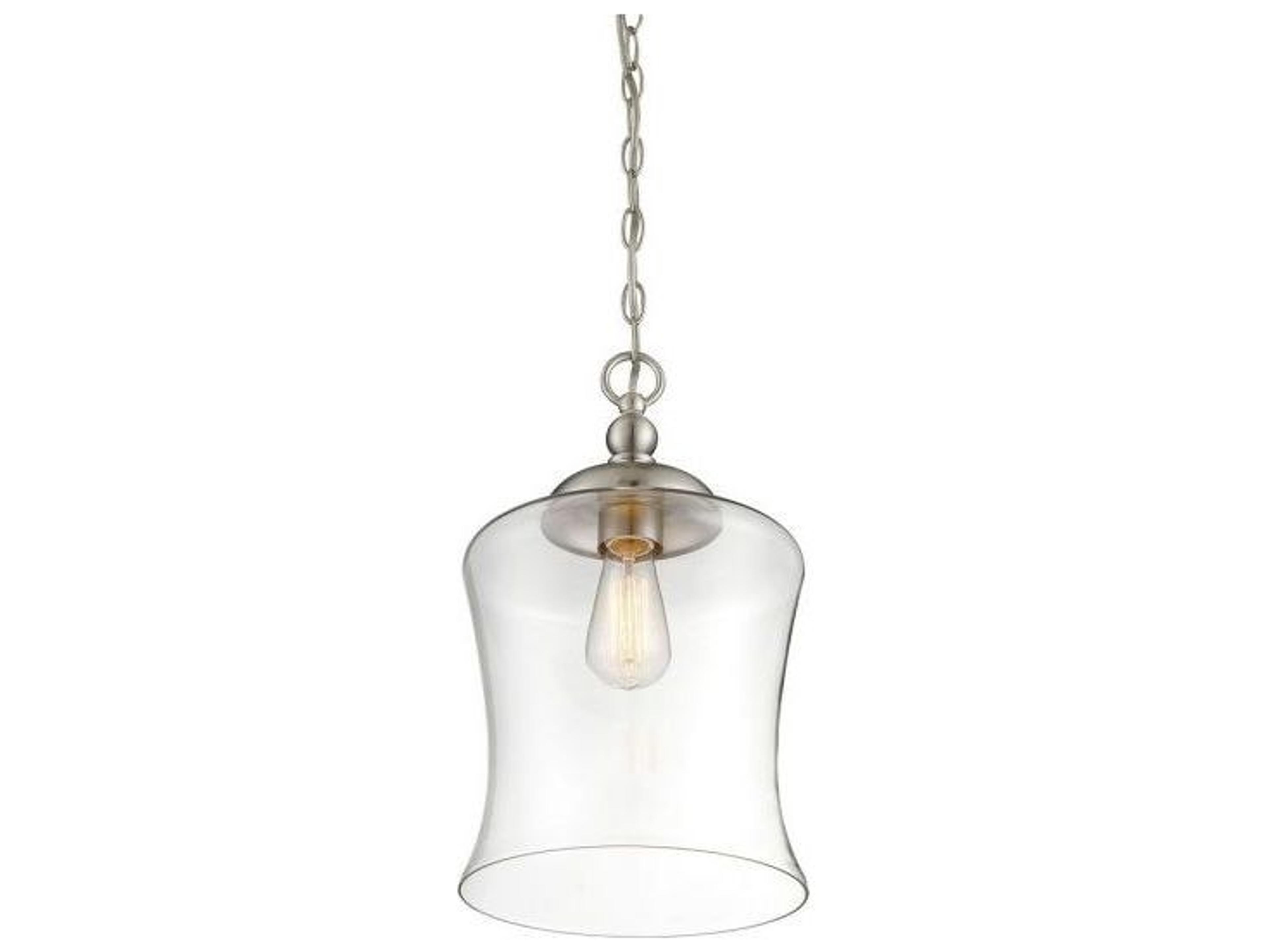 Savoy House Meridian 1-Light Brushed Nickel Glass Bell Mini Pendant