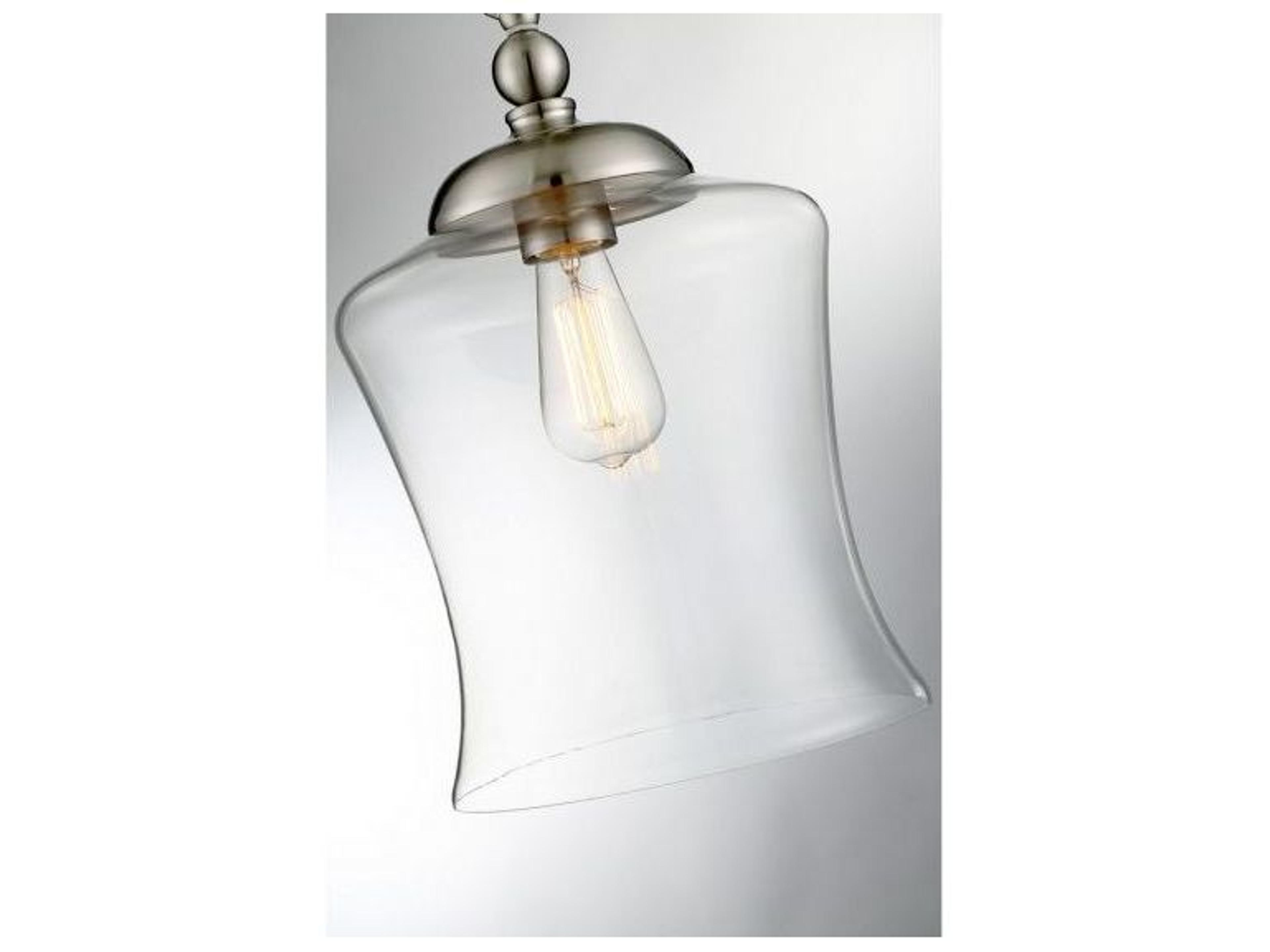 Savoy House Meridian 1-Light Brushed Nickel Glass Bell Mini Pendant
