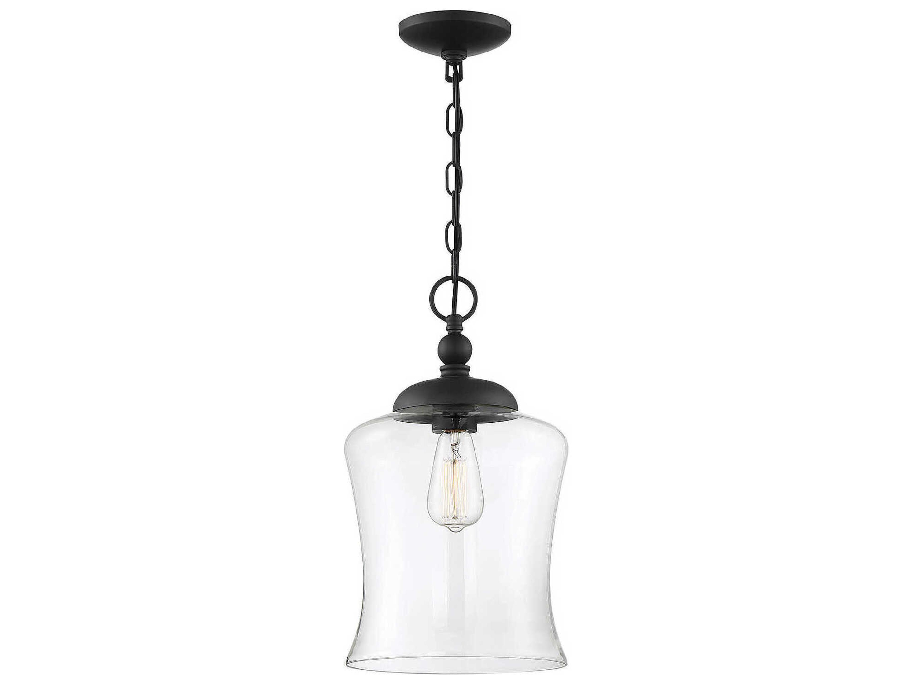 Meridian 1-Light Matte Black Glass Bell Mini Pendant