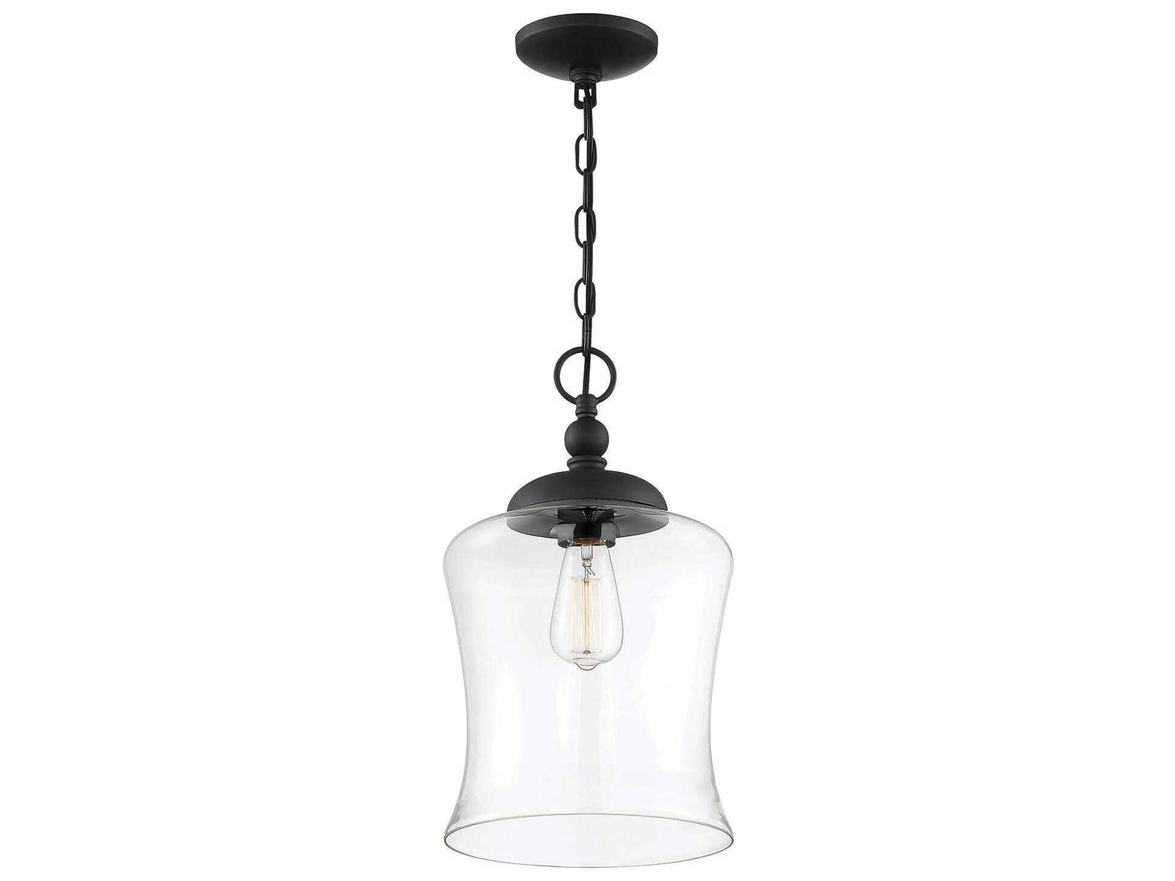 Savoy House Meridian 1-Light Matte Black Glass Bell Mini Pendant