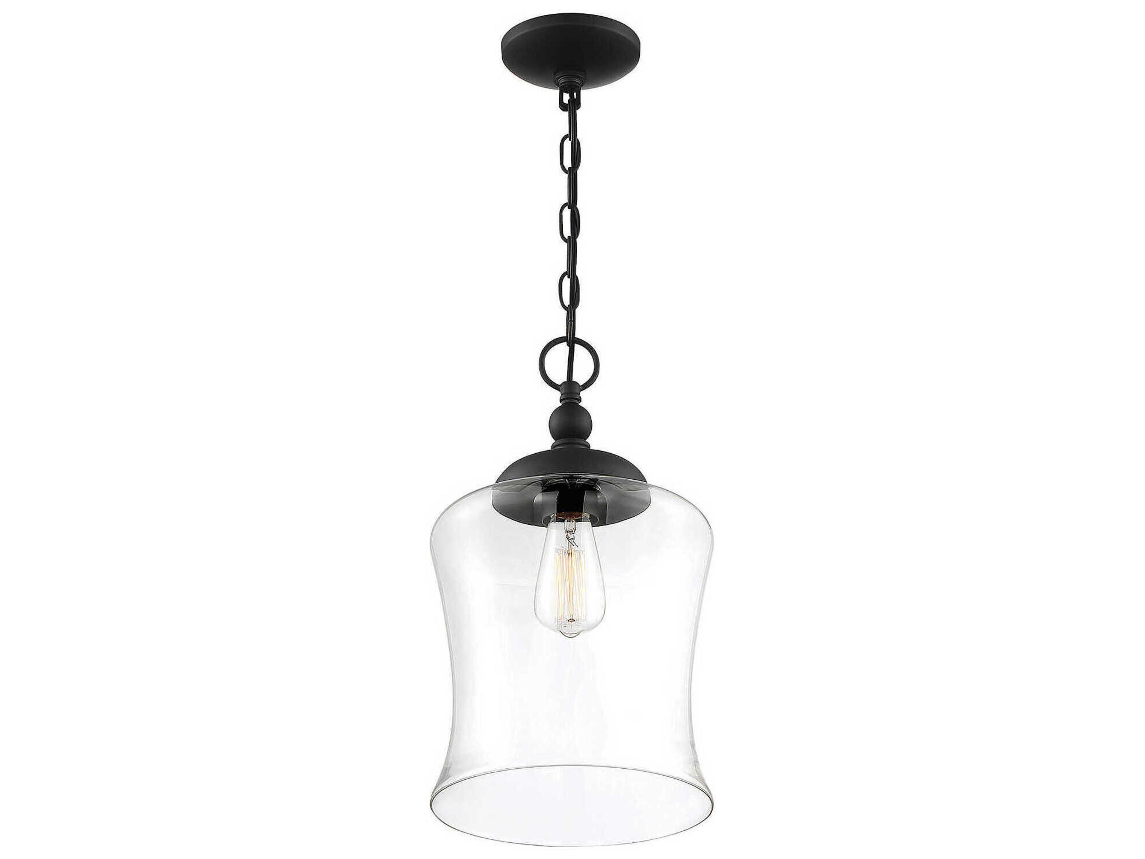Savoy House Meridian 1-Light Matte Black Glass Bell Mini Pendant