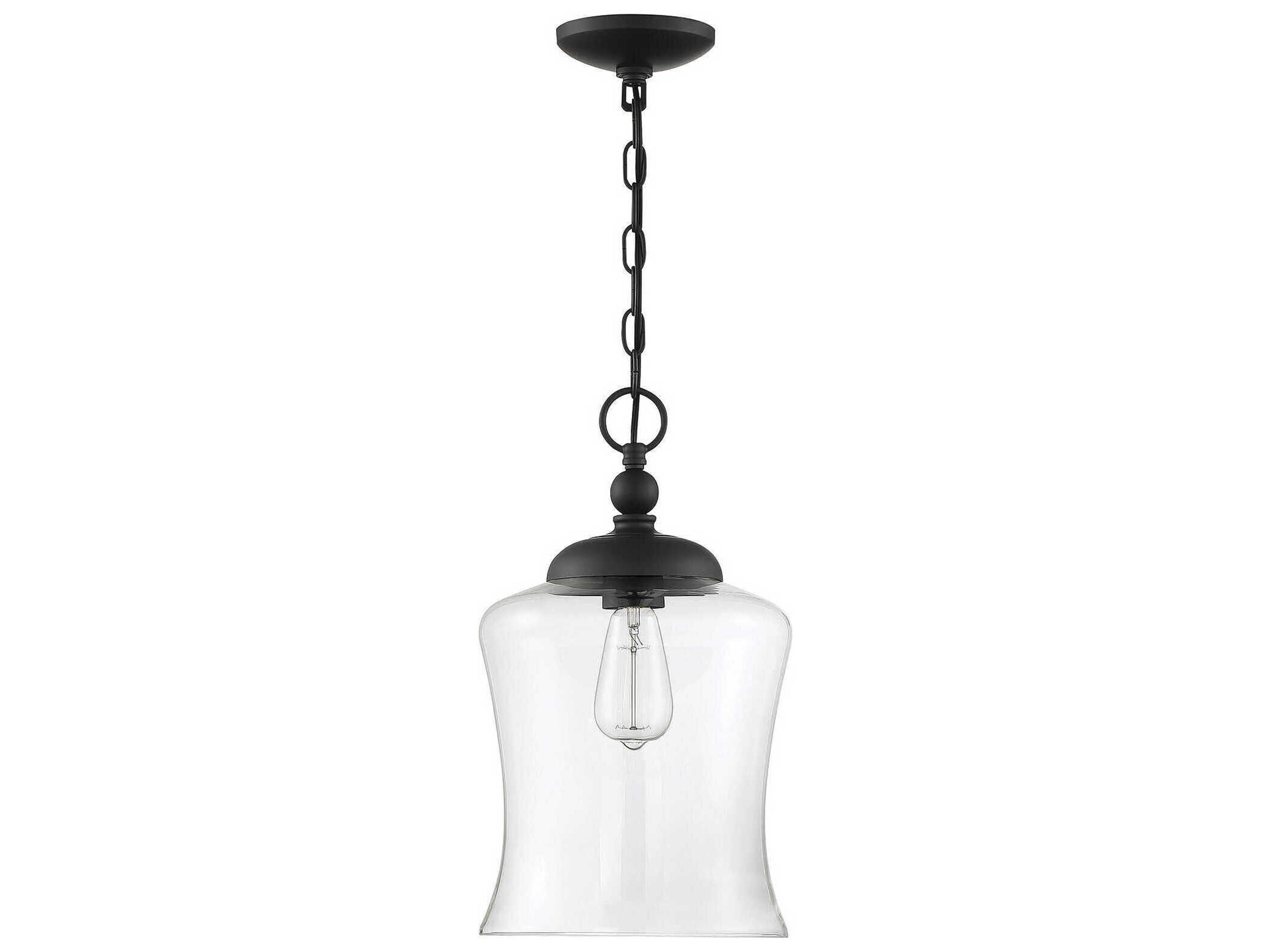 Savoy House Meridian 1-Light Matte Black Glass Bell Mini Pendant