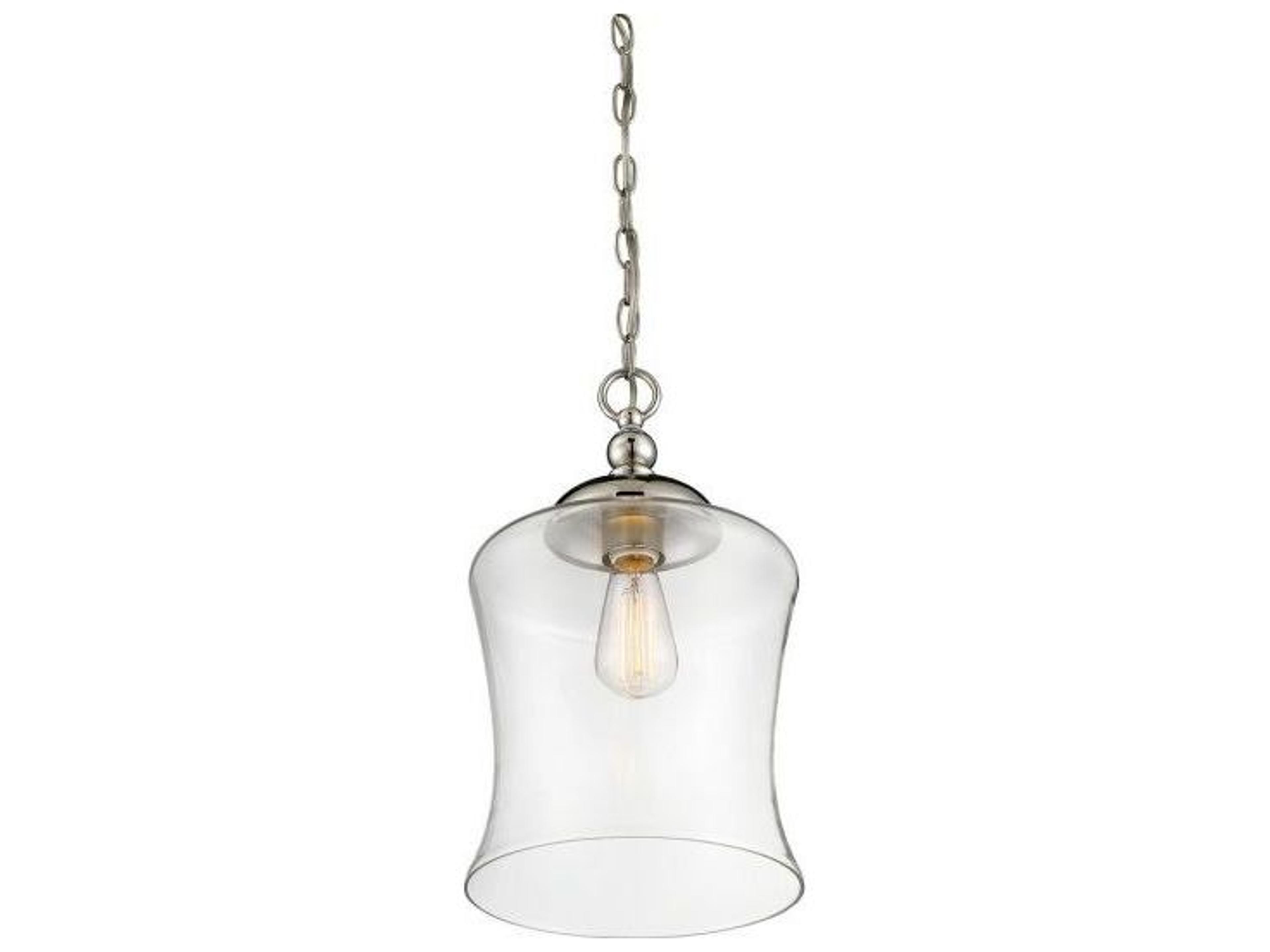 Savoy House Meridian 1-Light Polished Nickel Glass Bell Mini Pendant