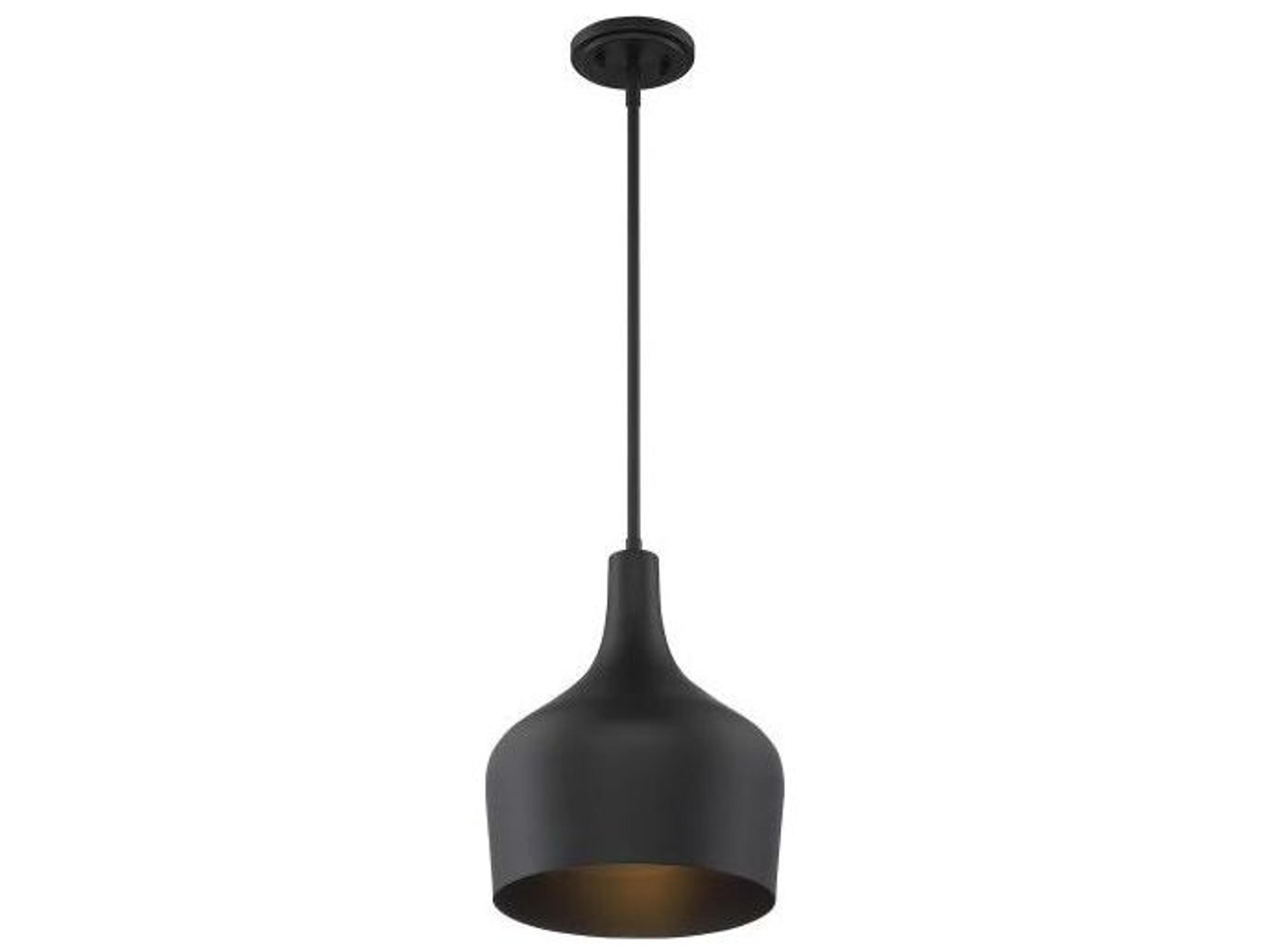 Savoy House Meridian 1-Light Matte Black Bell Mini Pendant