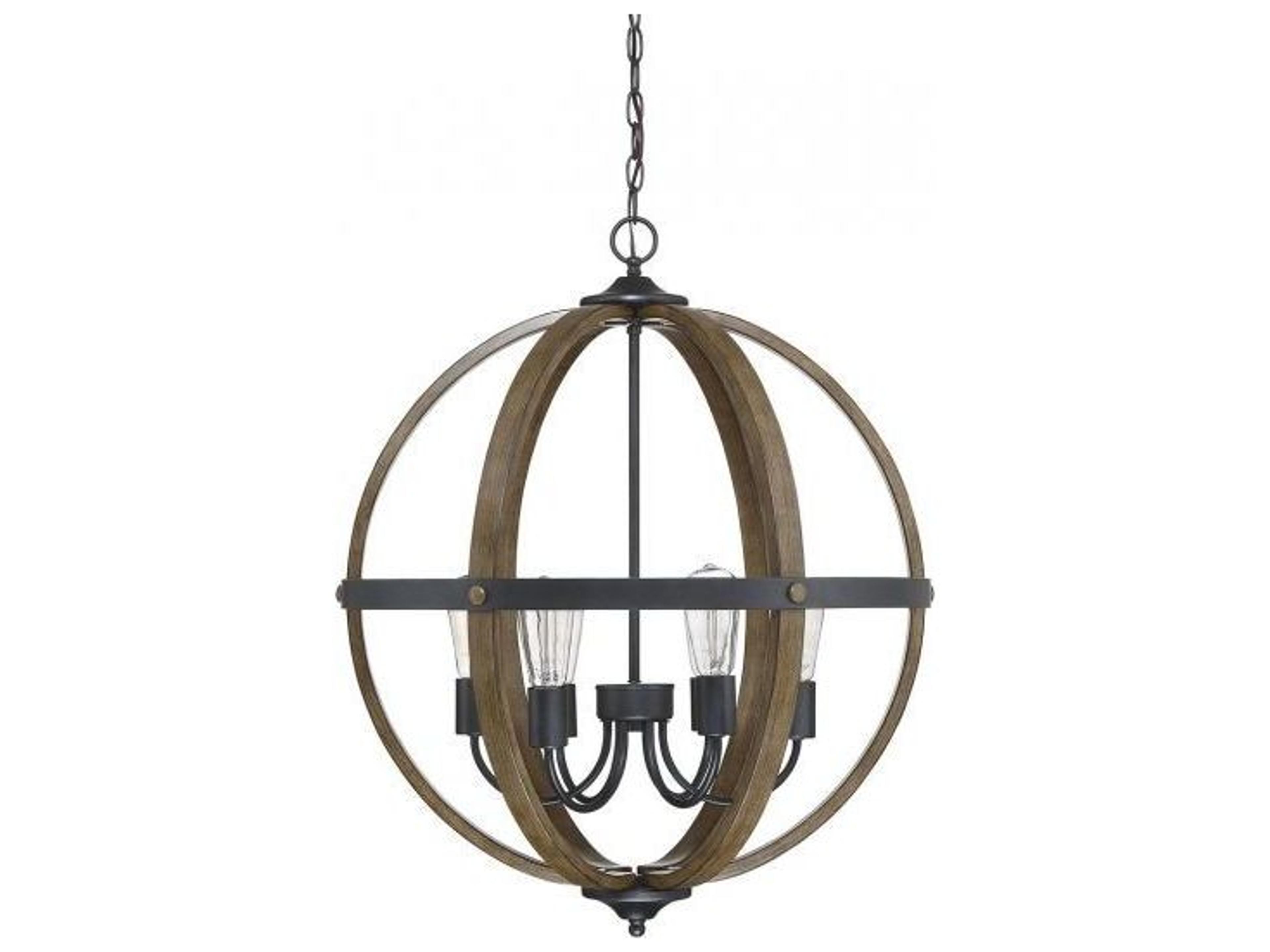 Savoy House Meridian 6-Light Wood Black Brown Pendant