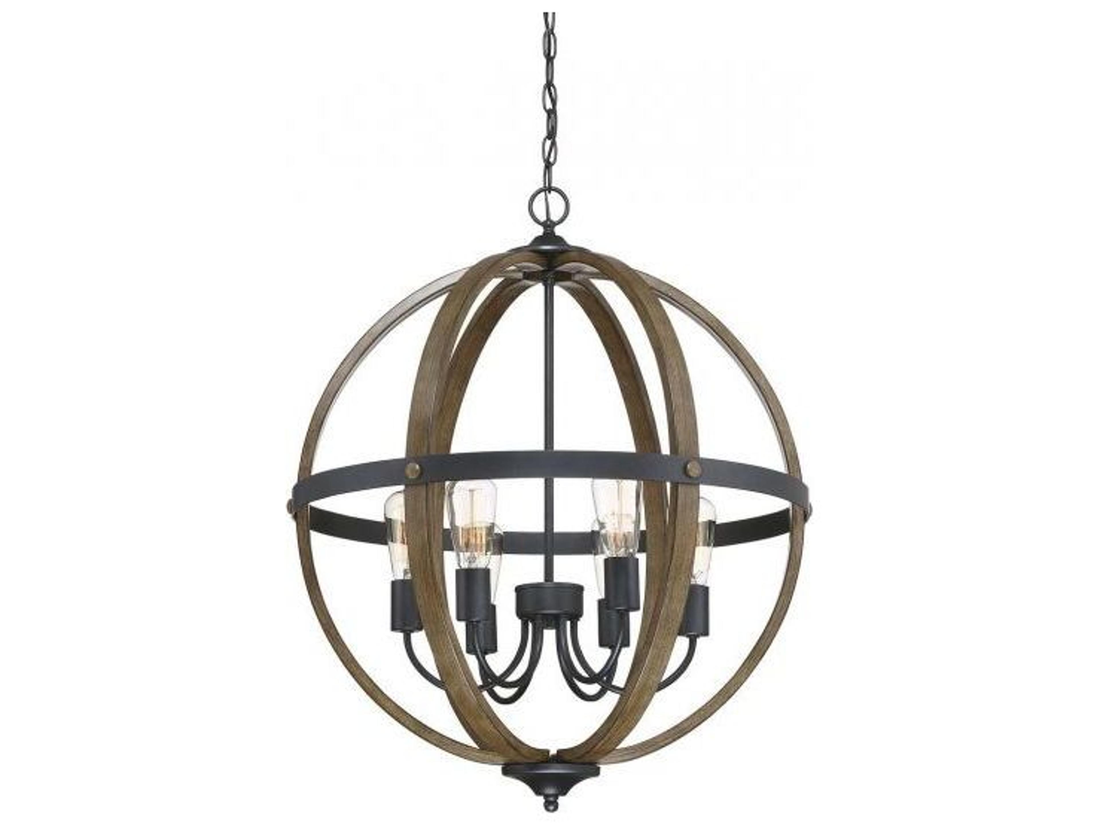 Savoy House Meridian 6-Light Wood Black Brown Pendant