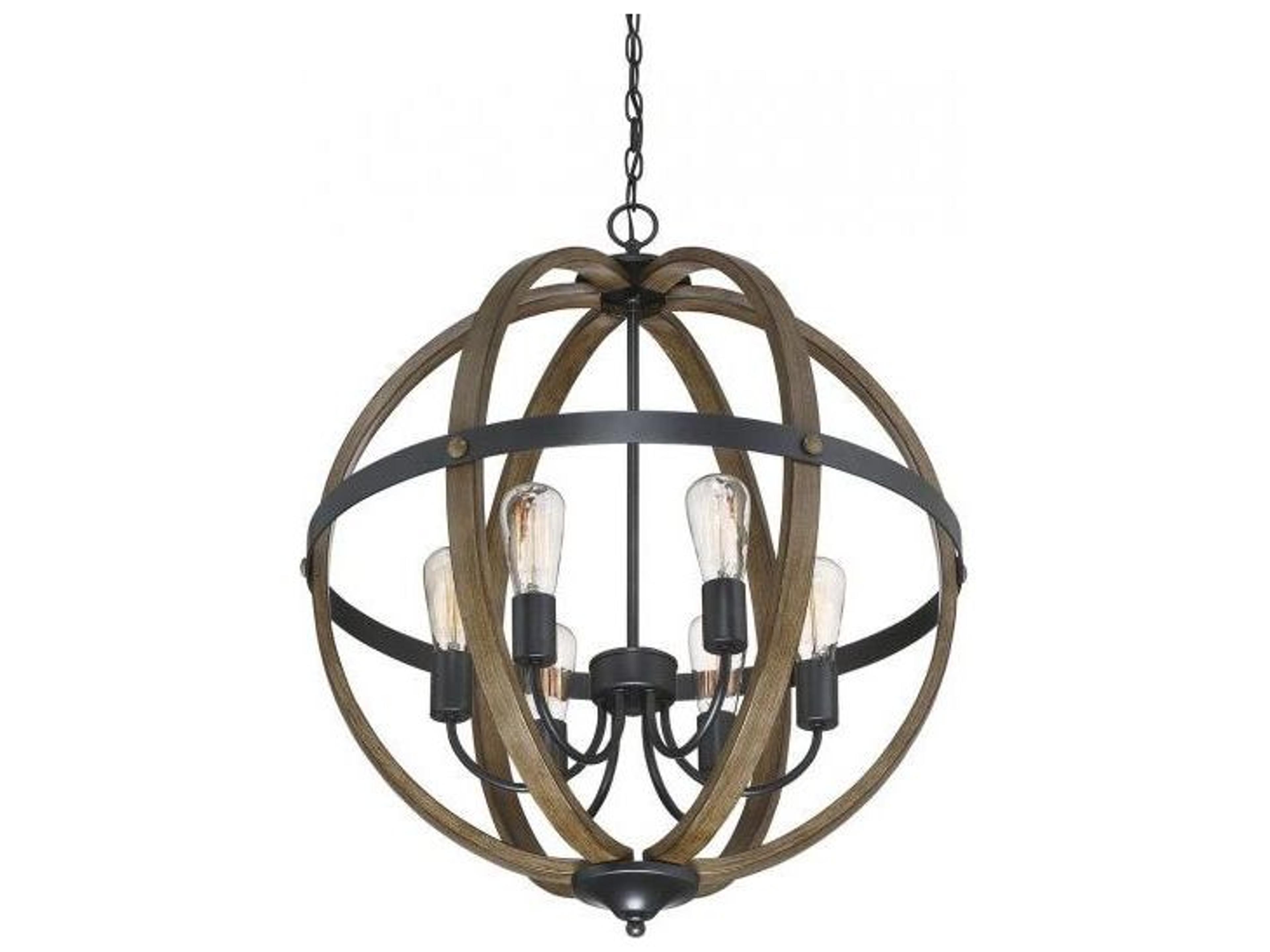 Savoy House Meridian 6-Light Wood Black Brown Pendant