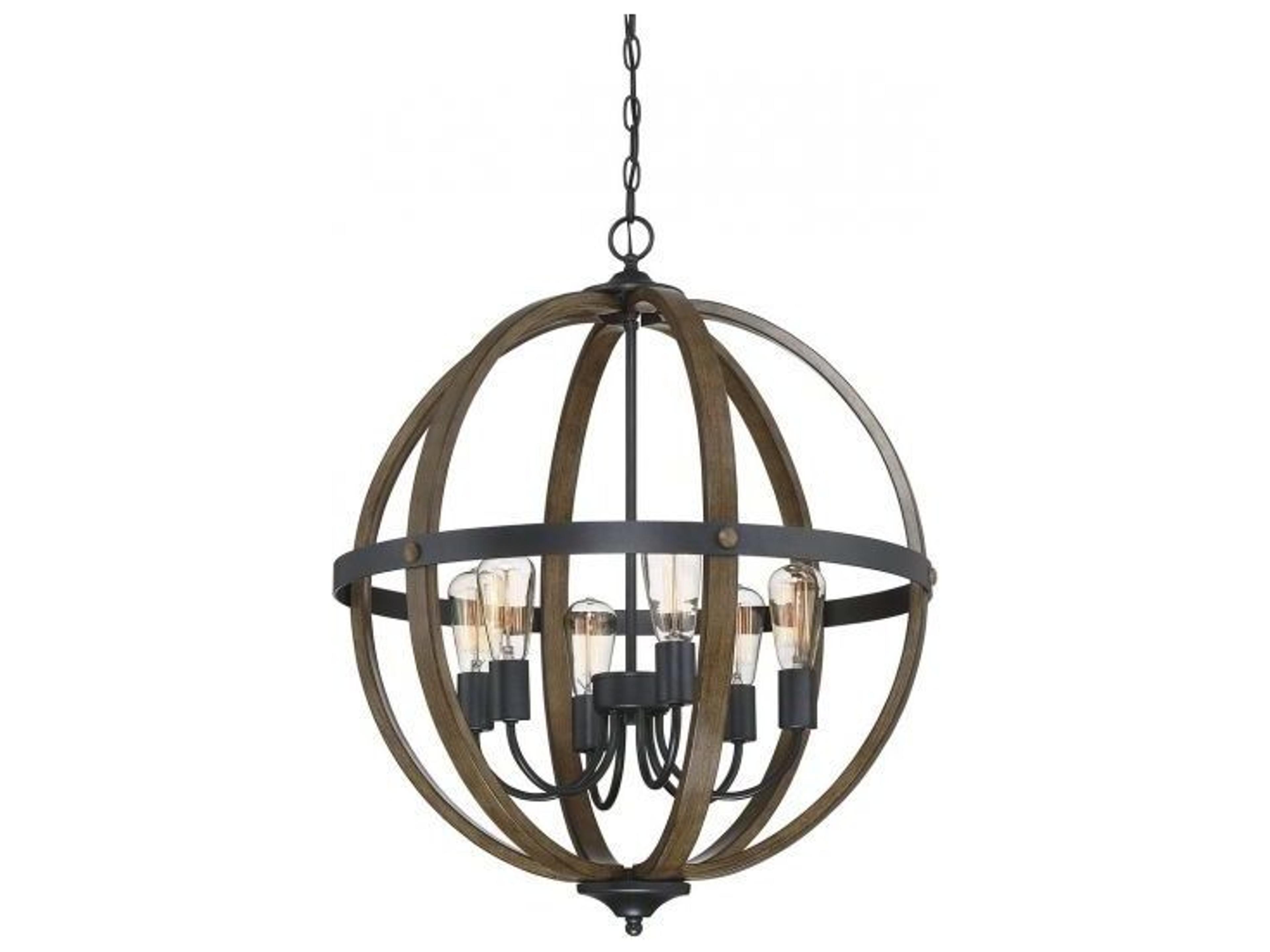 Savoy House Meridian 6-Light Wood Black Brown Pendant
