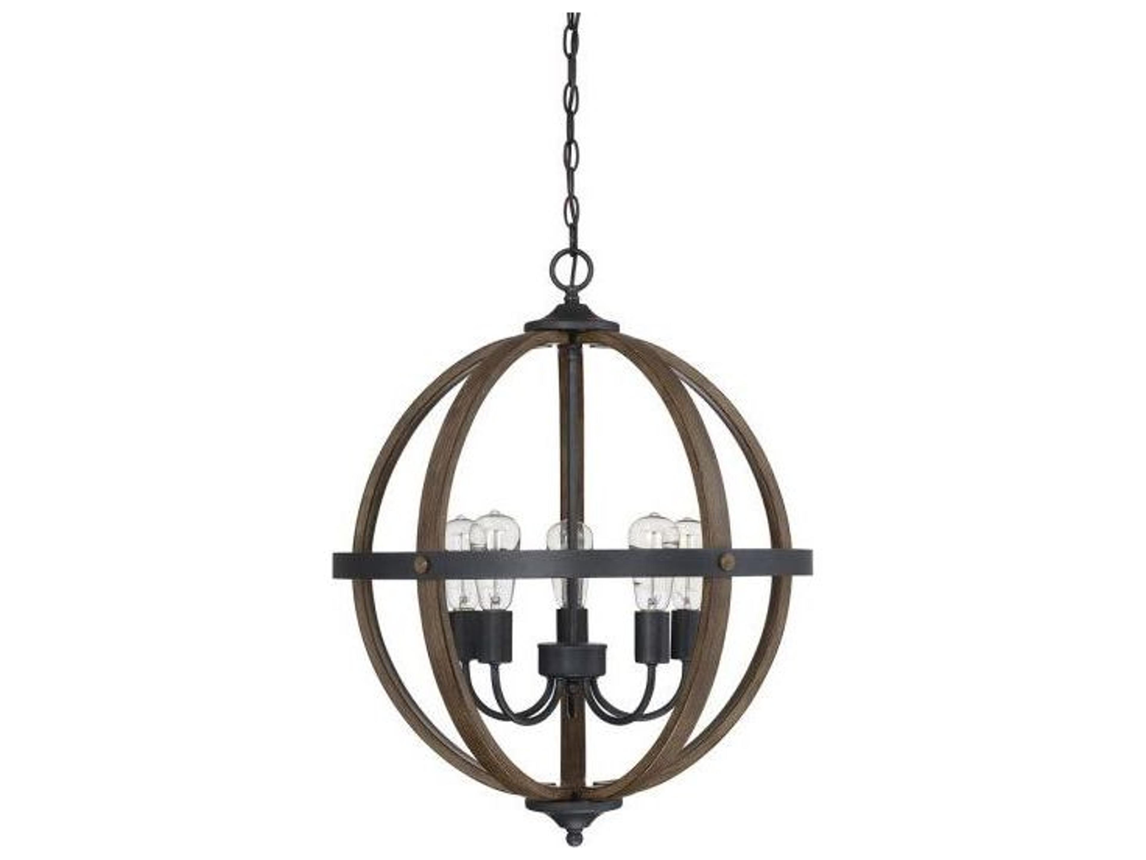 Savoy House Meridian 5-Light Wood Black Brown Pendant