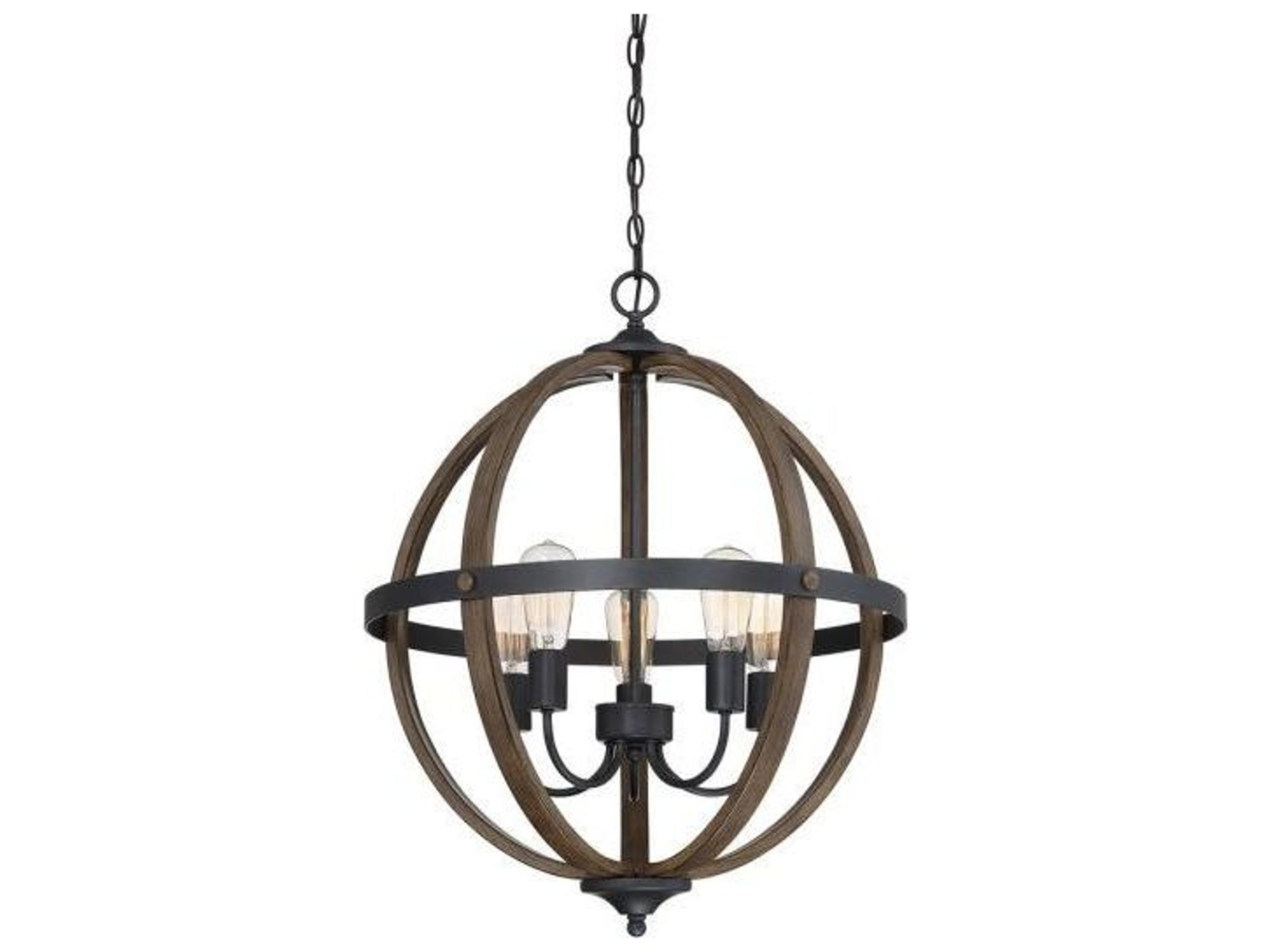Savoy House Meridian 5-Light Wood Black Brown Pendant