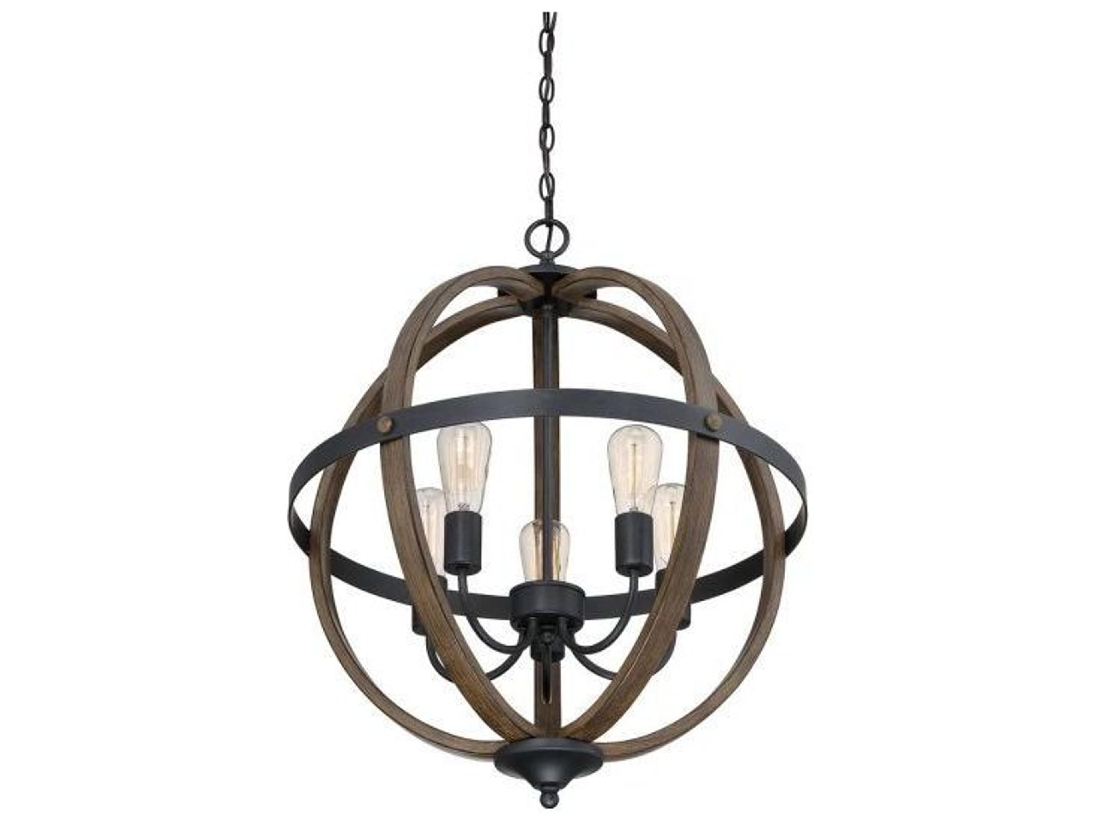 Savoy House Meridian 5-Light Wood Black Brown Pendant