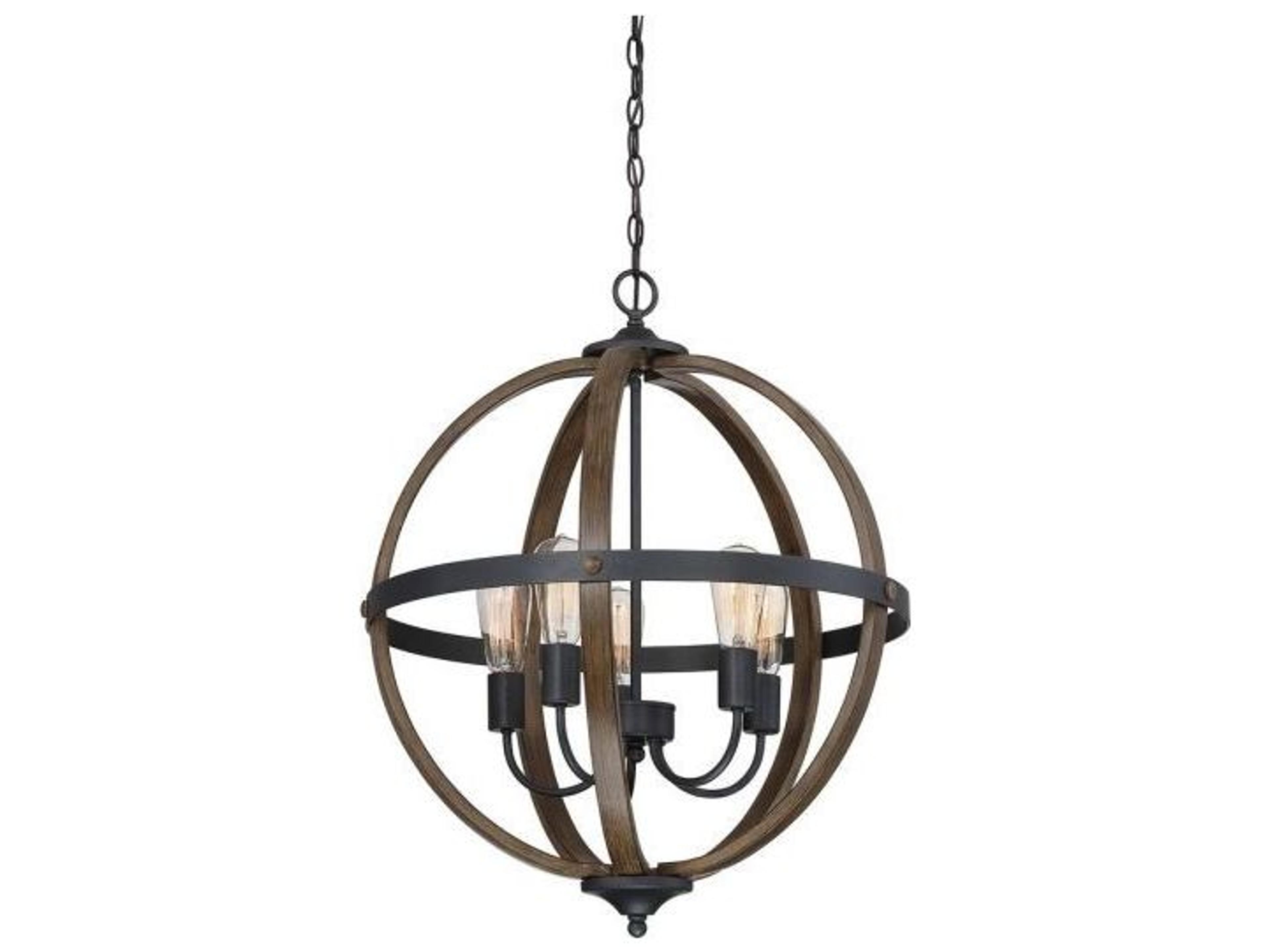 Savoy House Meridian 5-Light Wood Black Brown Pendant