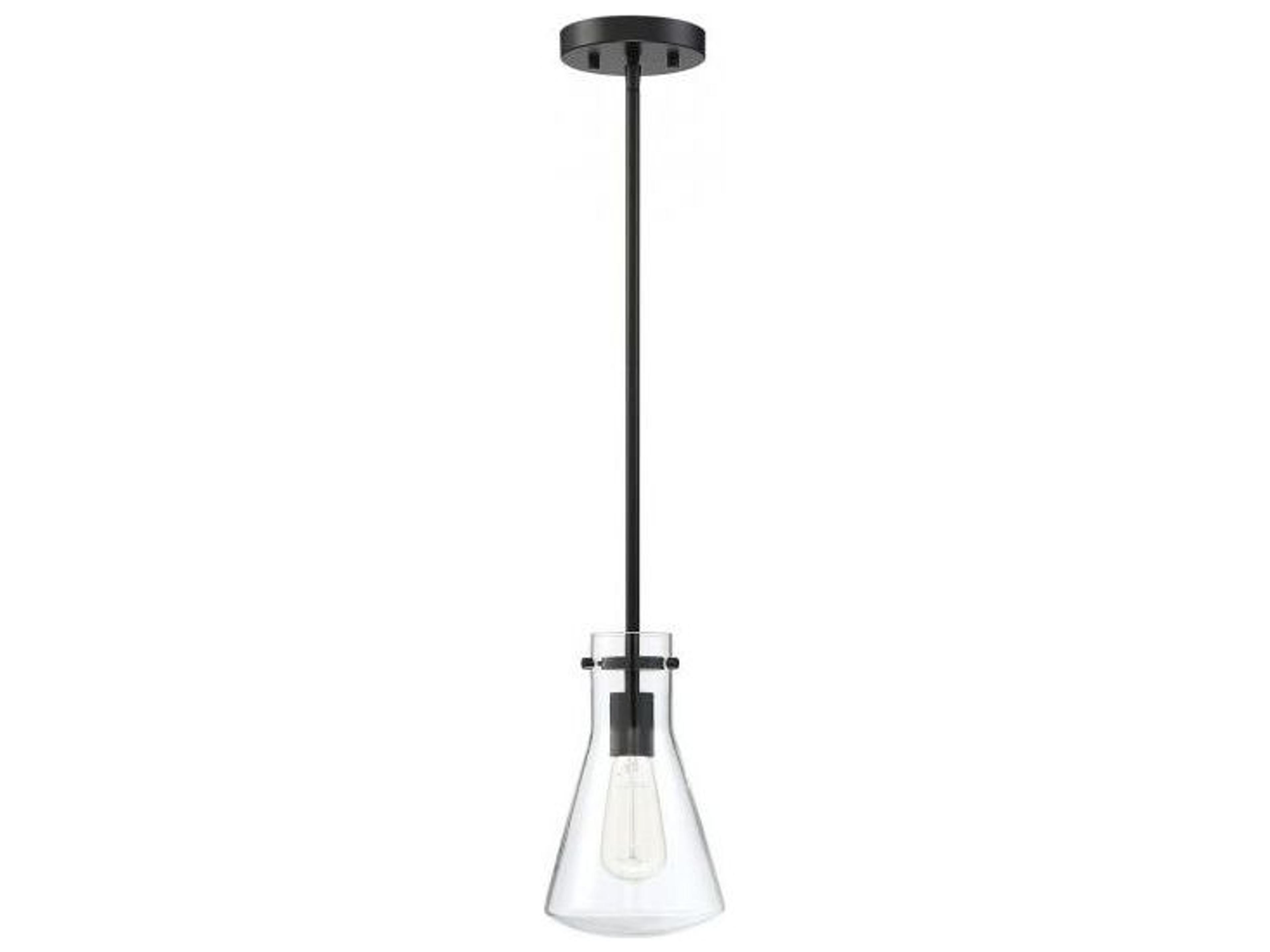 Savoy House Meridian 1-Light Matte Black Glass Geometric Mini Pendant