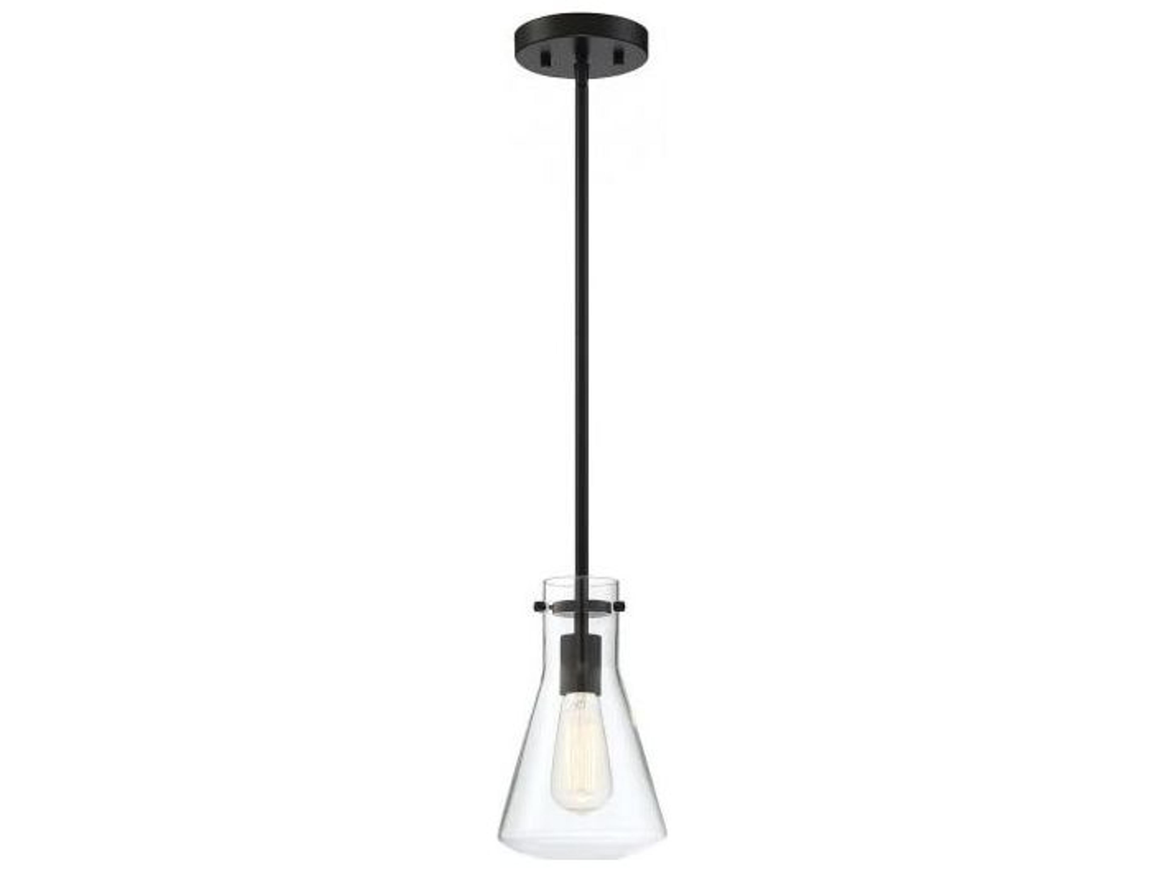 Savoy House Meridian 1-Light Matte Black Glass Geometric Mini Pendant